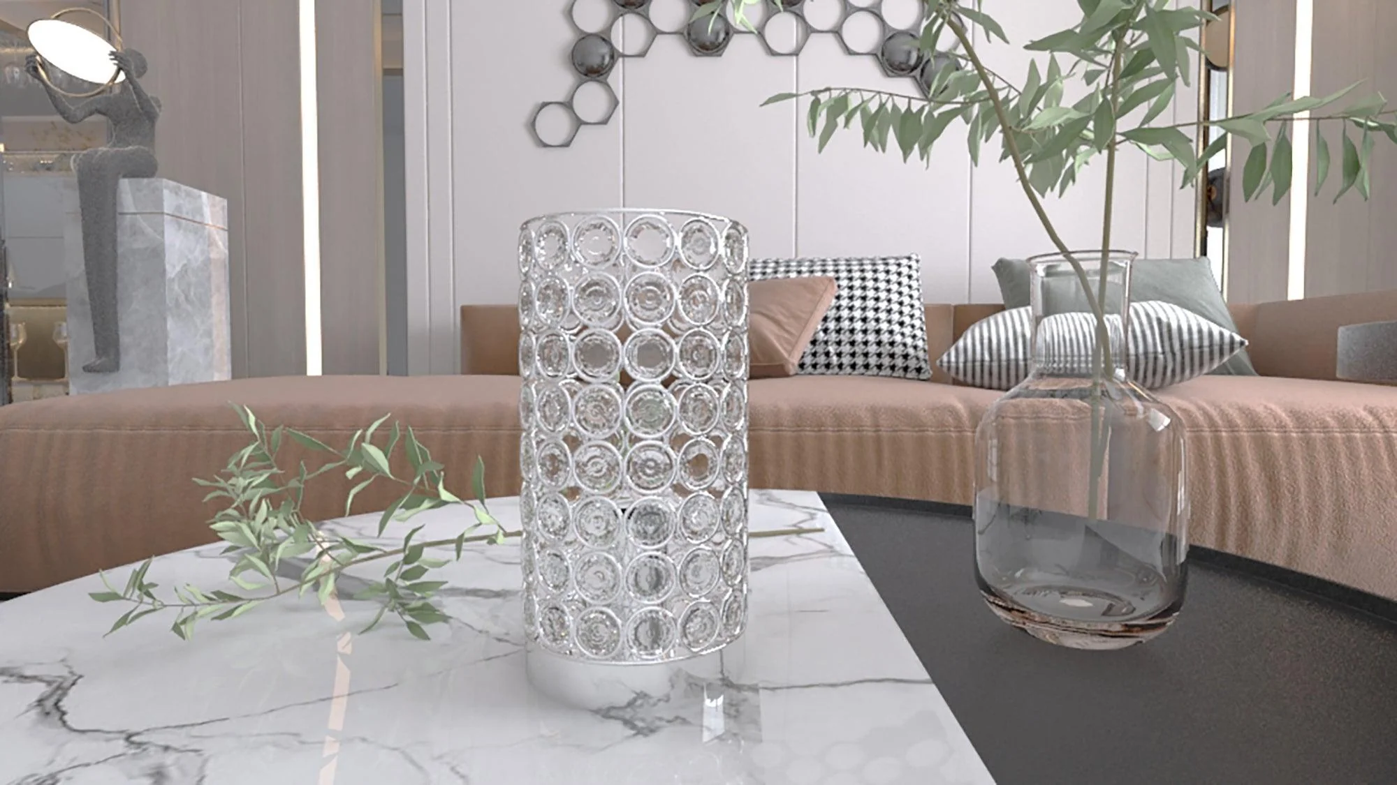 Eyde Crystal Pillar Glass Table Lamp