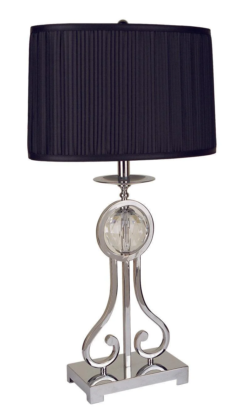 Chrome With Faceted Crystal Ball Lamp