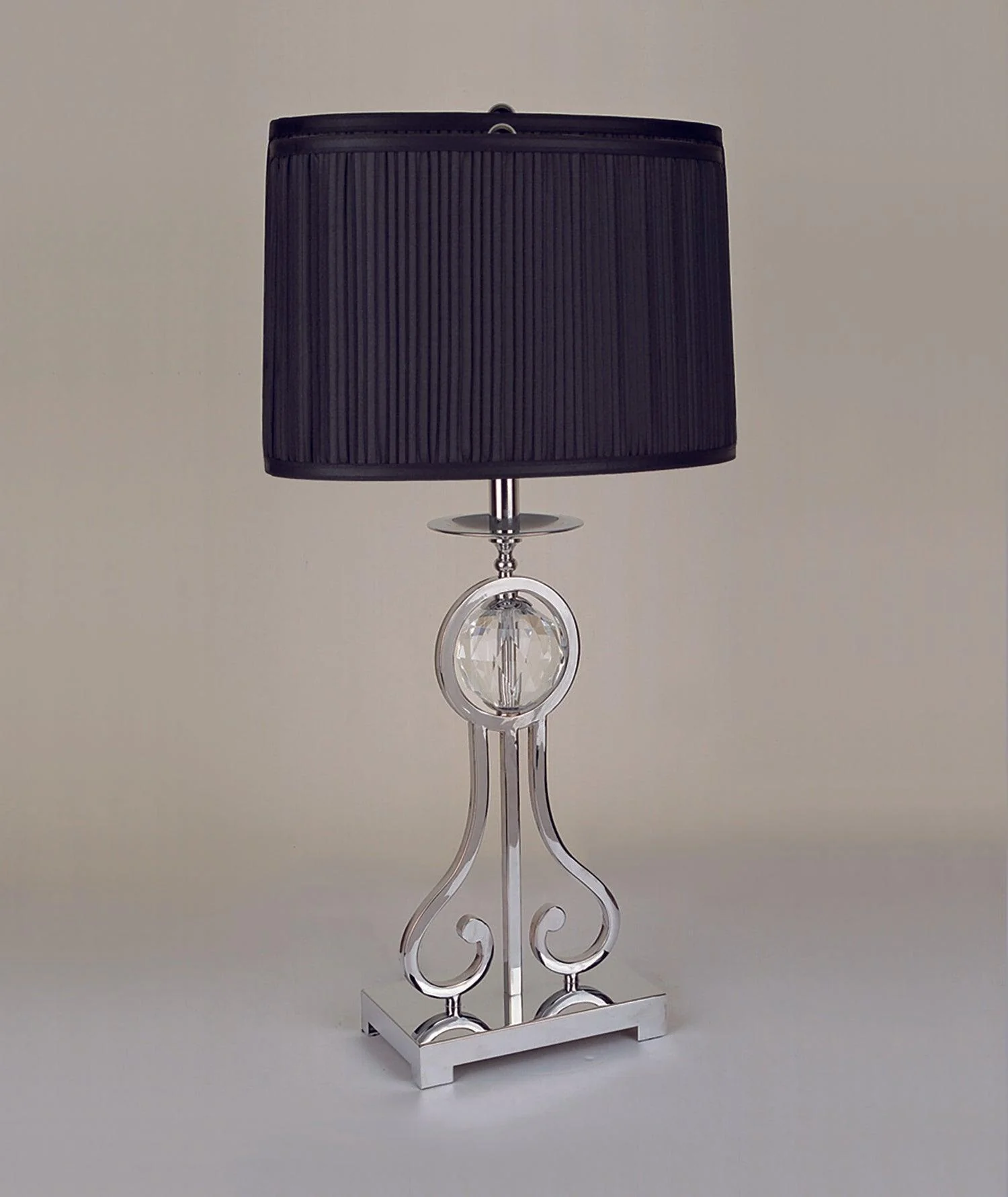 Chrome With Faceted Crystal Ball Lamp - Image 2