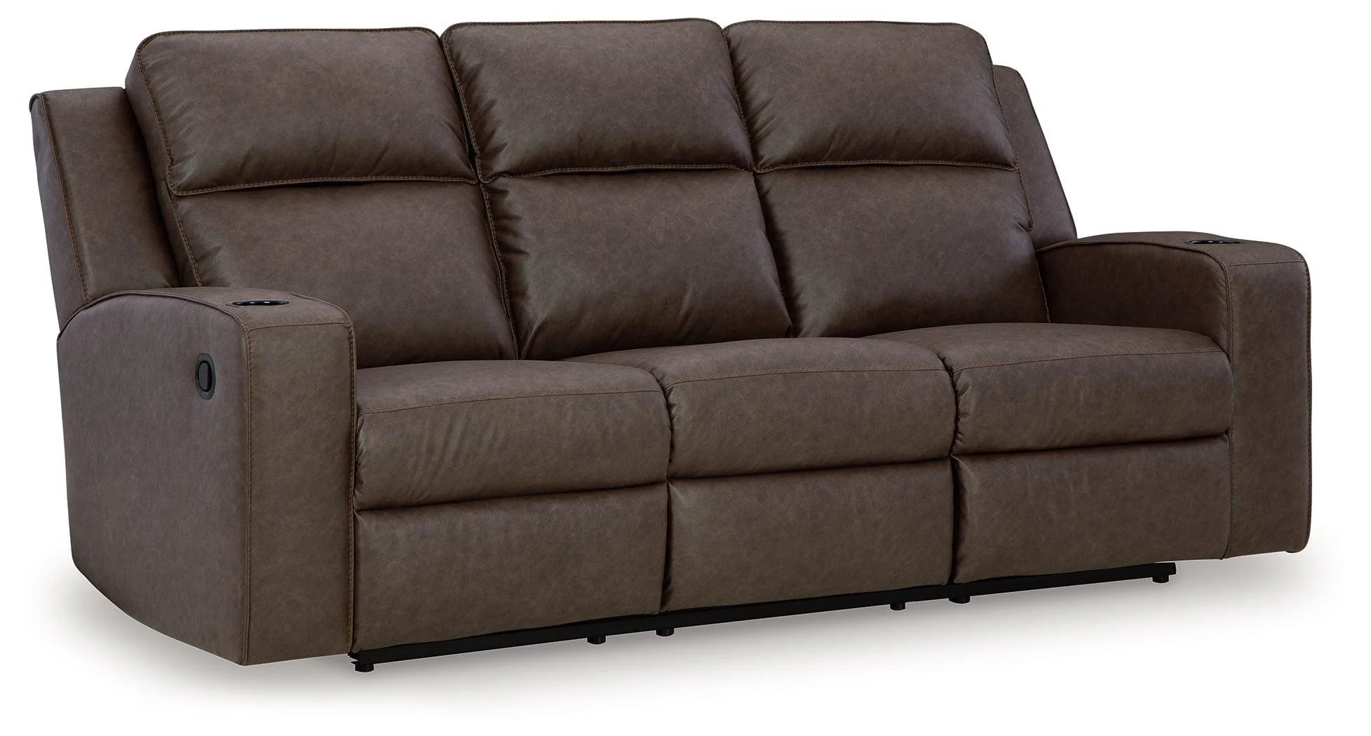 Lavenhorne Granite Faux Leather Reclining Sofa With Drop Down Table - Image 3