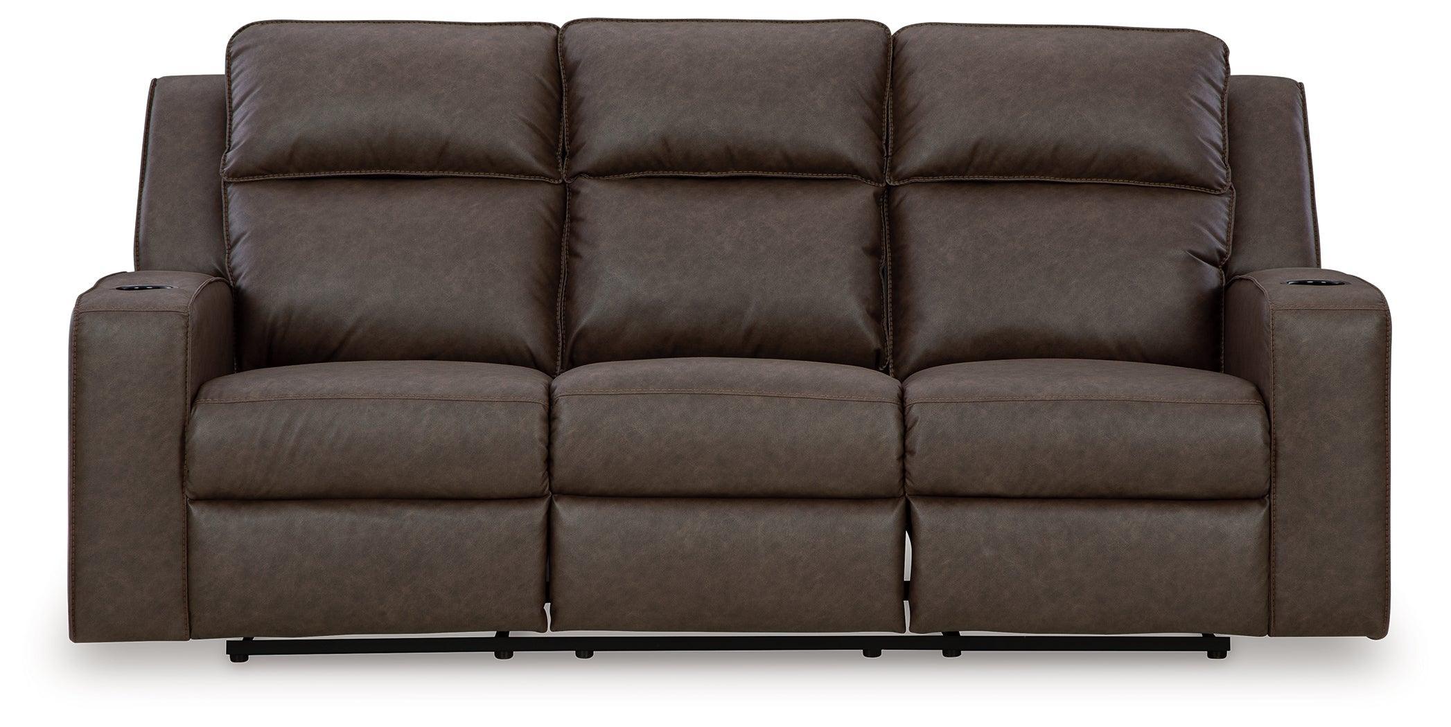 Lavenhorne Granite Faux Leather Reclining Sofa With Drop Down Table - Image 2
