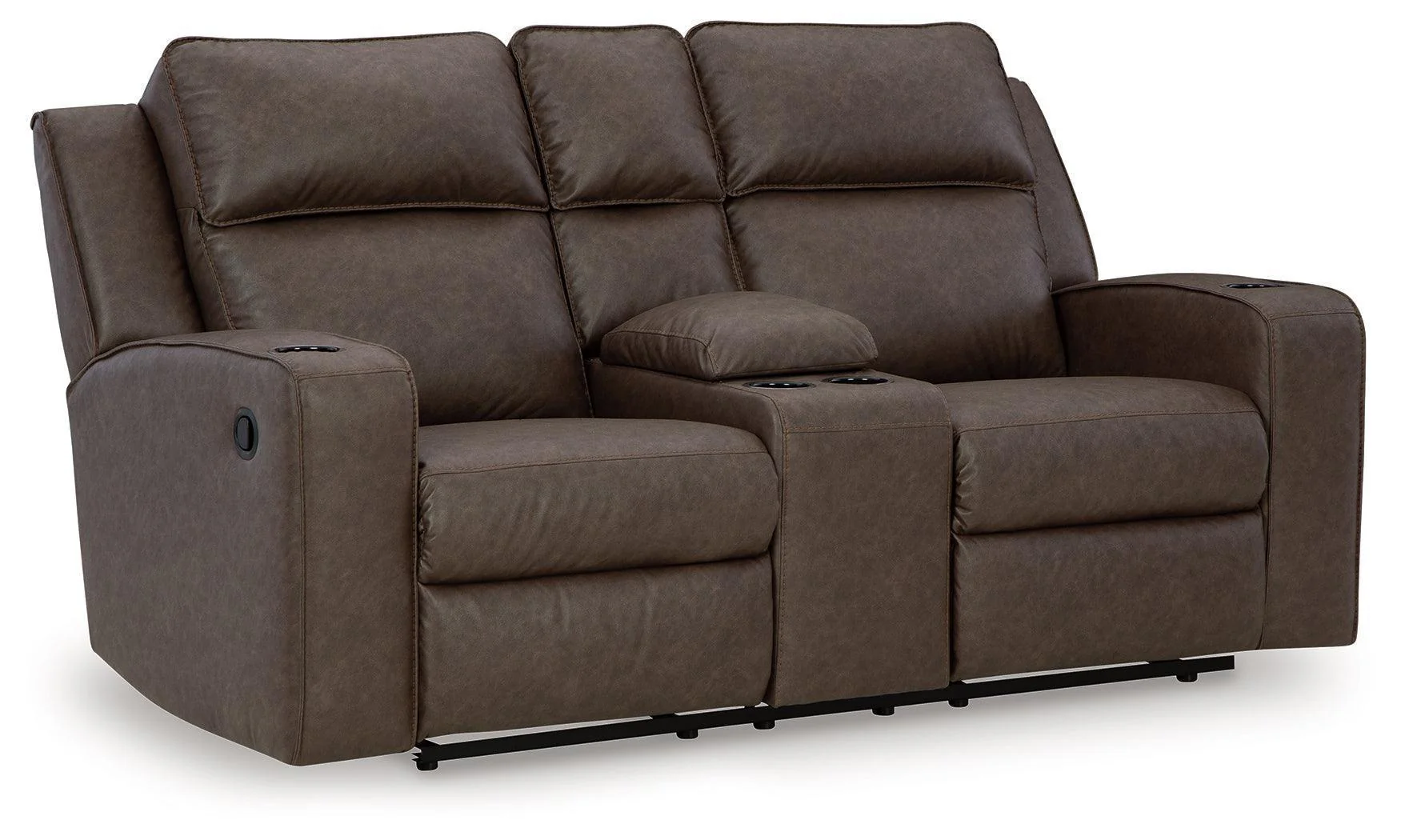 Lavenhorne Granite Faux Leather Reclining Loveseat With Console - Image 2