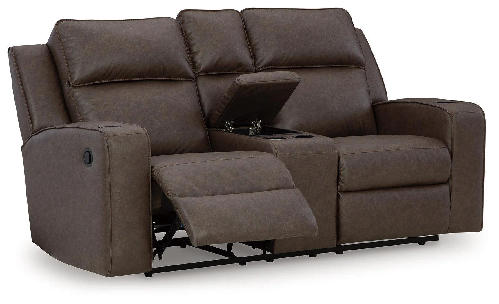 Lavenhorne Granite Faux Leather Reclining Loveseat With Console - Image 3
