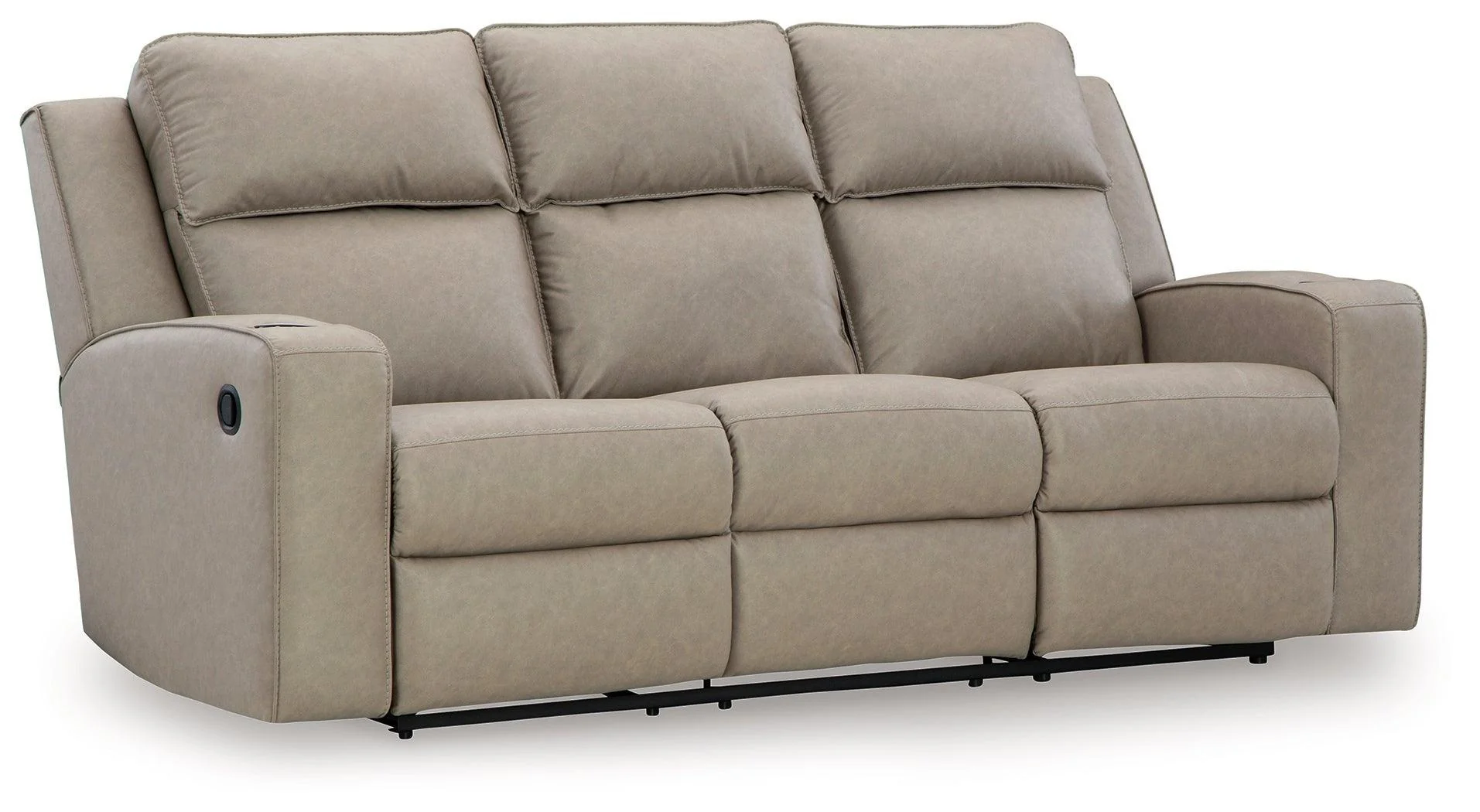Lavenhorne Pebble Faux Leather Reclining Sofa With Drop Down Table - Image 3
