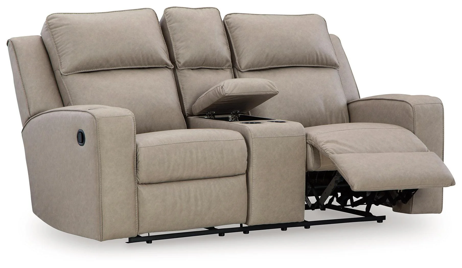 Lavenhorne Pebble Faux Leather Reclining Loveseat With Console - Image 3