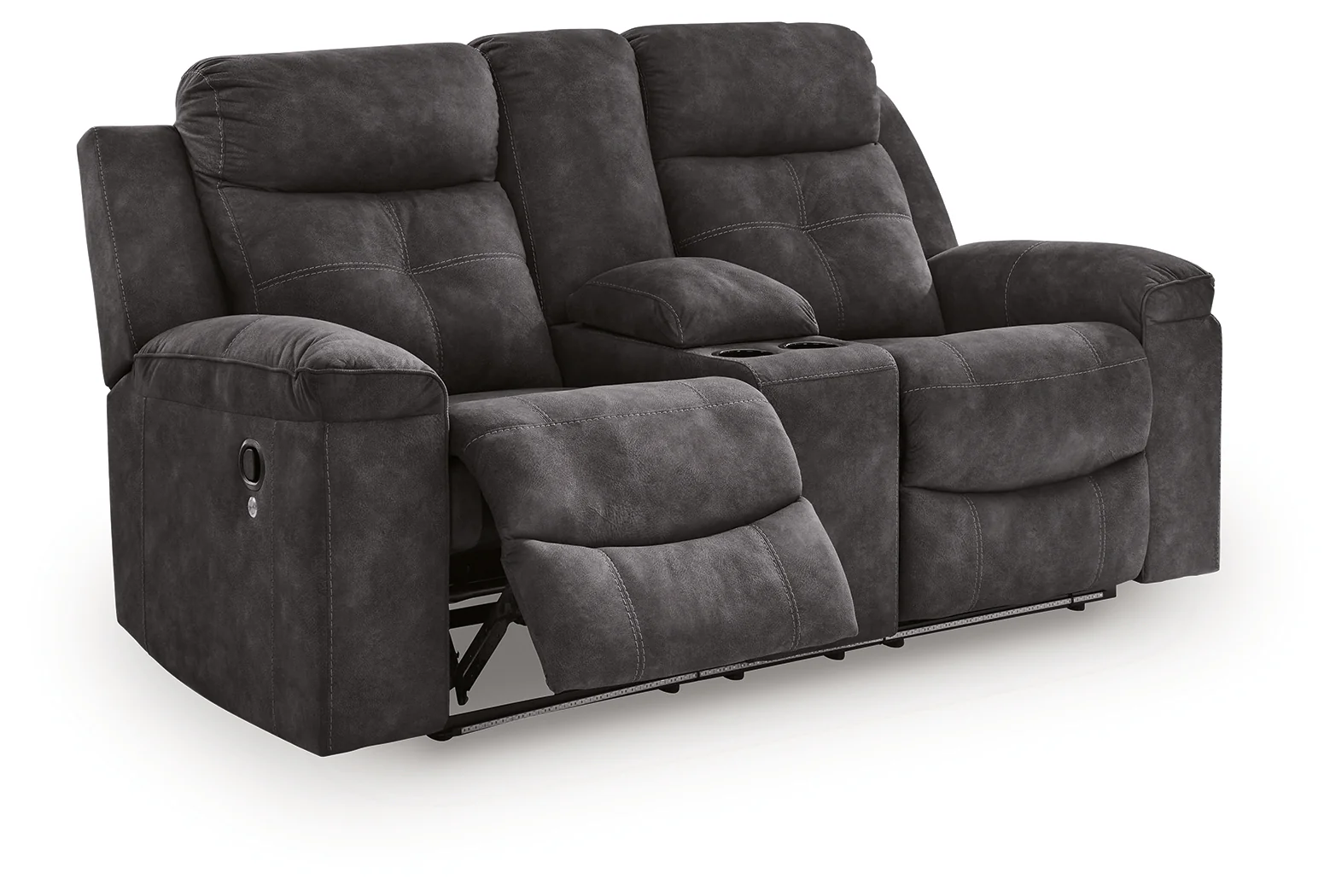Brysonview Charcoal Faux Leather Reclining Loveseat with Console - Image 3