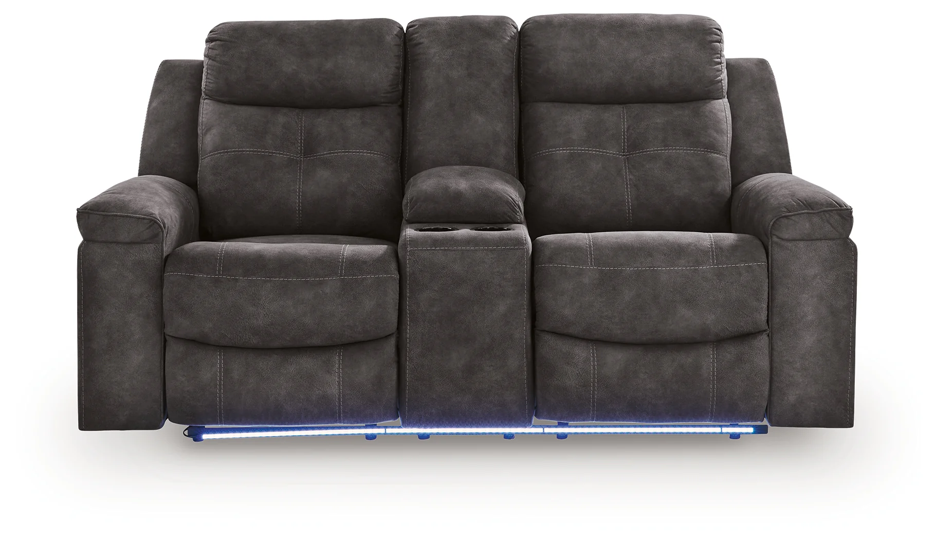 Brysonview Charcoal Faux Leather Reclining Loveseat with Console - Image 2