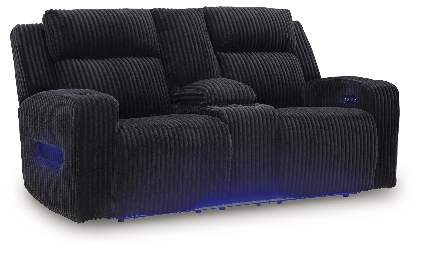 Forest Lake Black Chenille,Velvet Power Reclining Loveseat with Console - Image 2