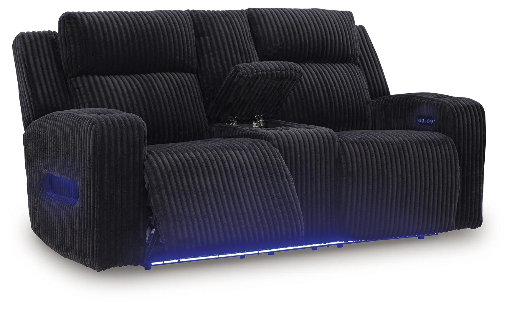 Forest Lake Black Chenille,Velvet Power Reclining Loveseat with Console - Image 3