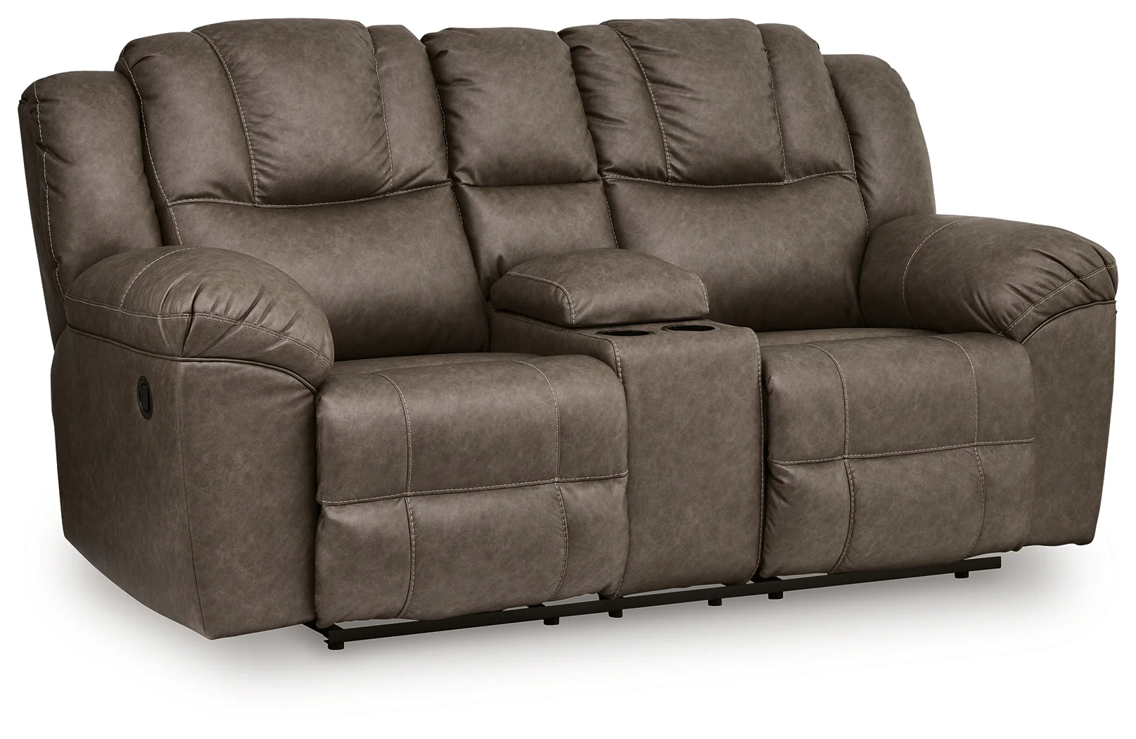 Lowilla Driftwood Faux Leather Reclining Loveseat with Console - Image 2