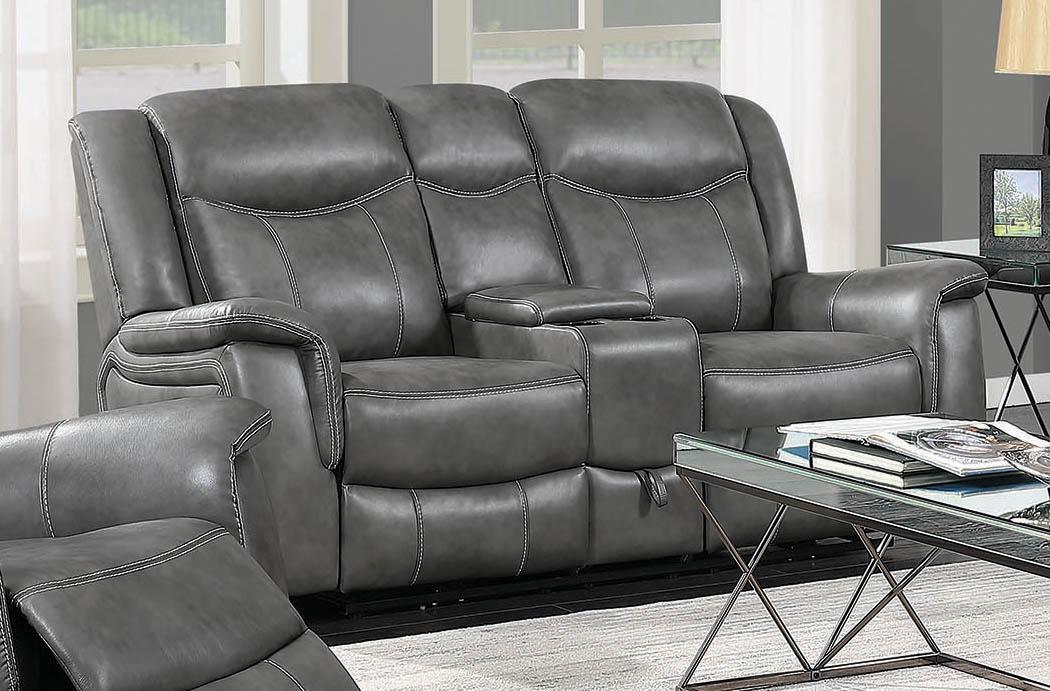 Conrad Upholstered Motion Loveseat Cool Grey - Image 1