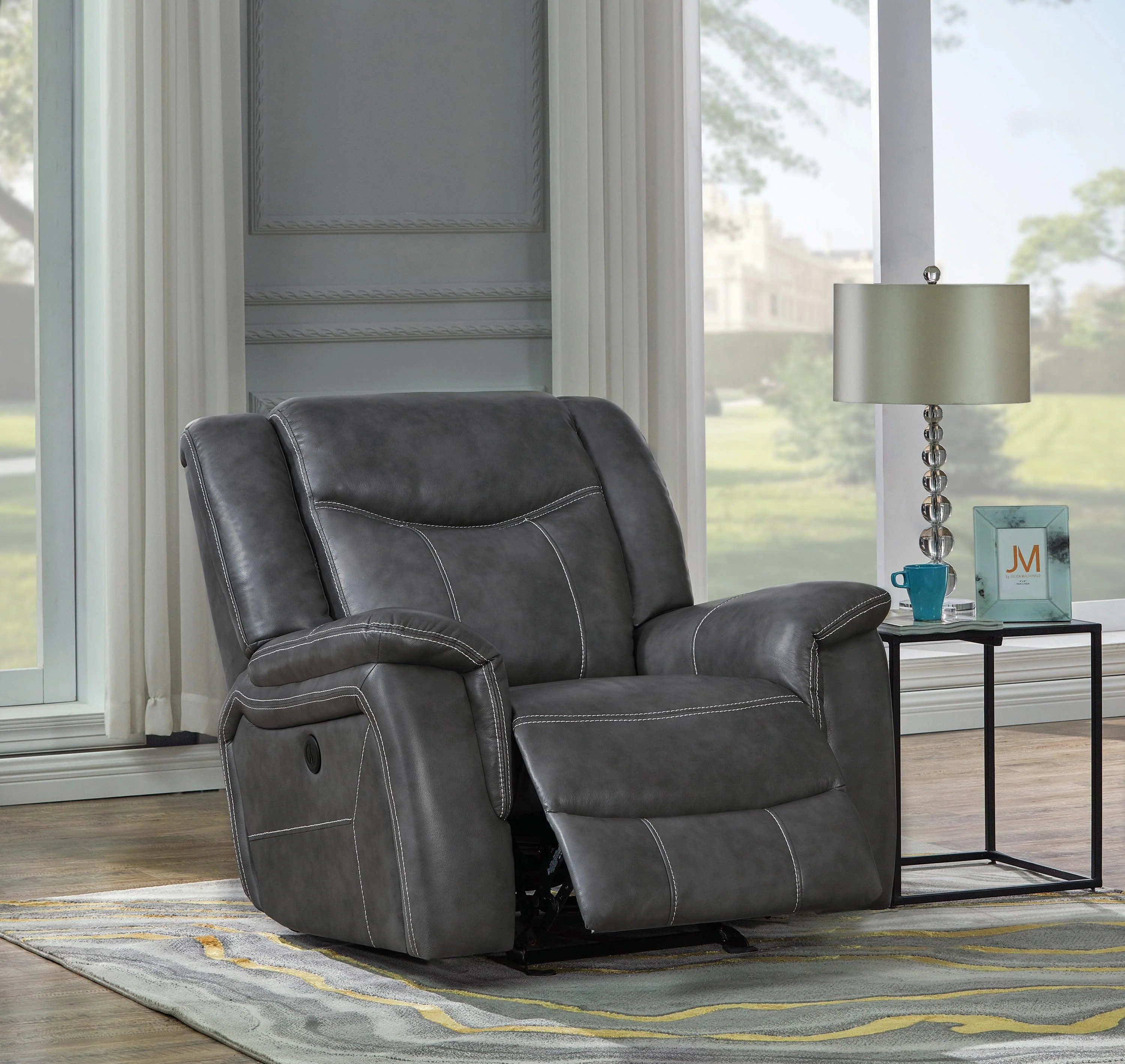 Conrad Upholstered Motion Glider Recliner Grey - Image 2