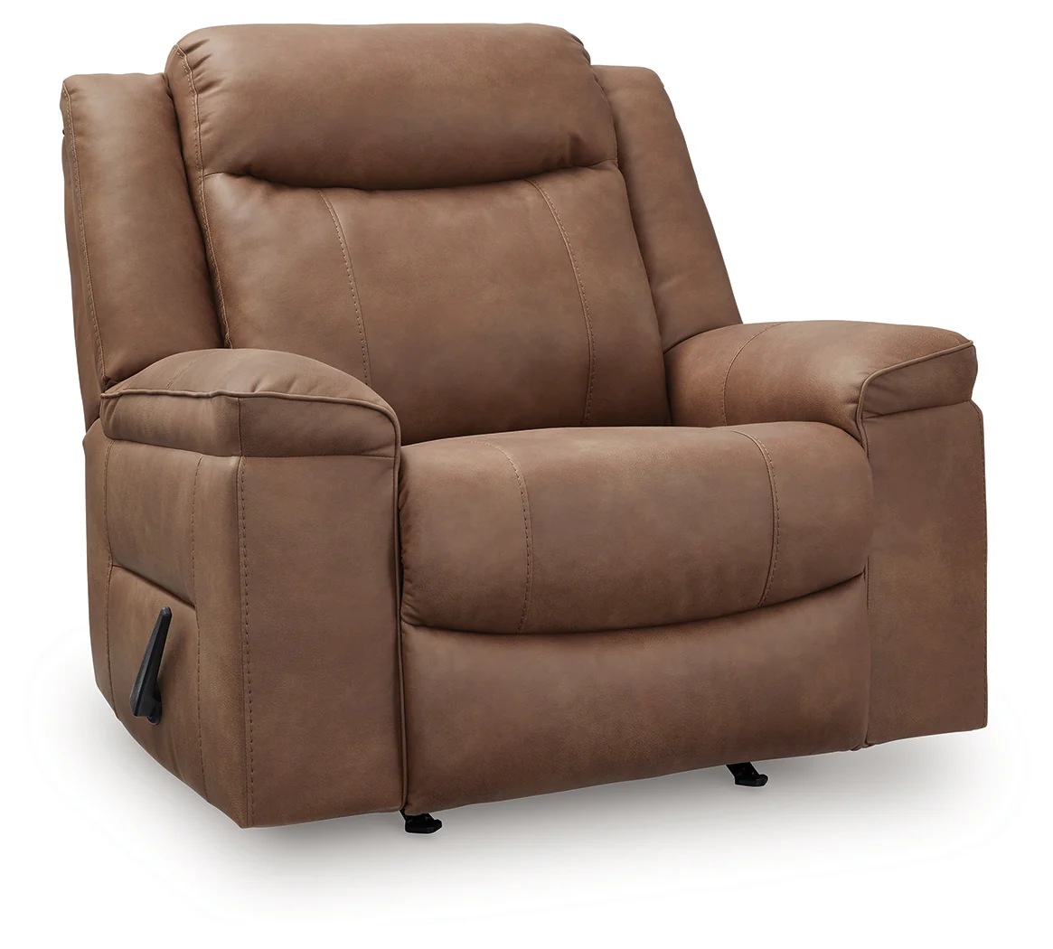 Status Check Caramel Faux Leather Recliner - Image 2