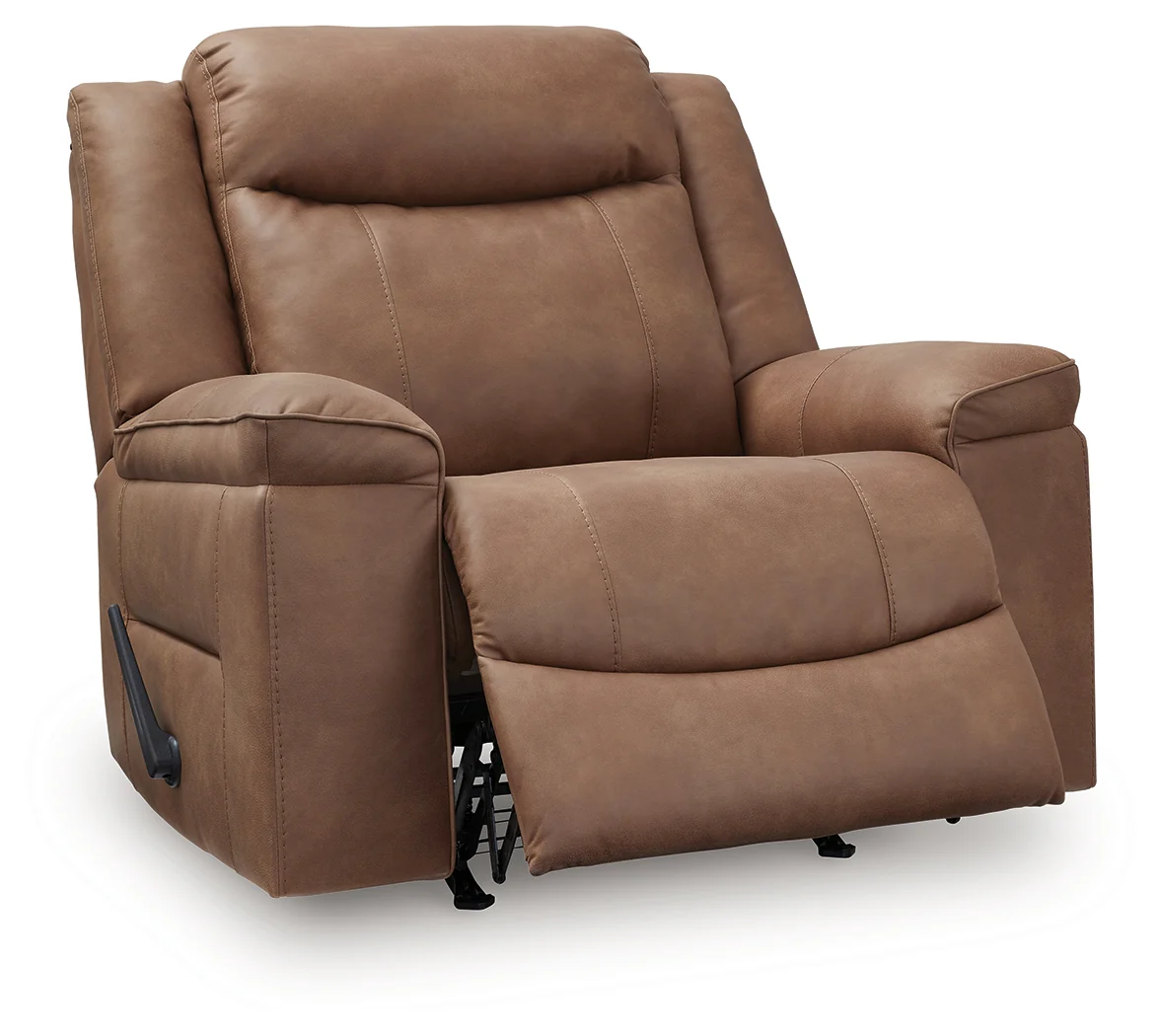 Status Check Caramel Faux Leather Recliner - Image 3