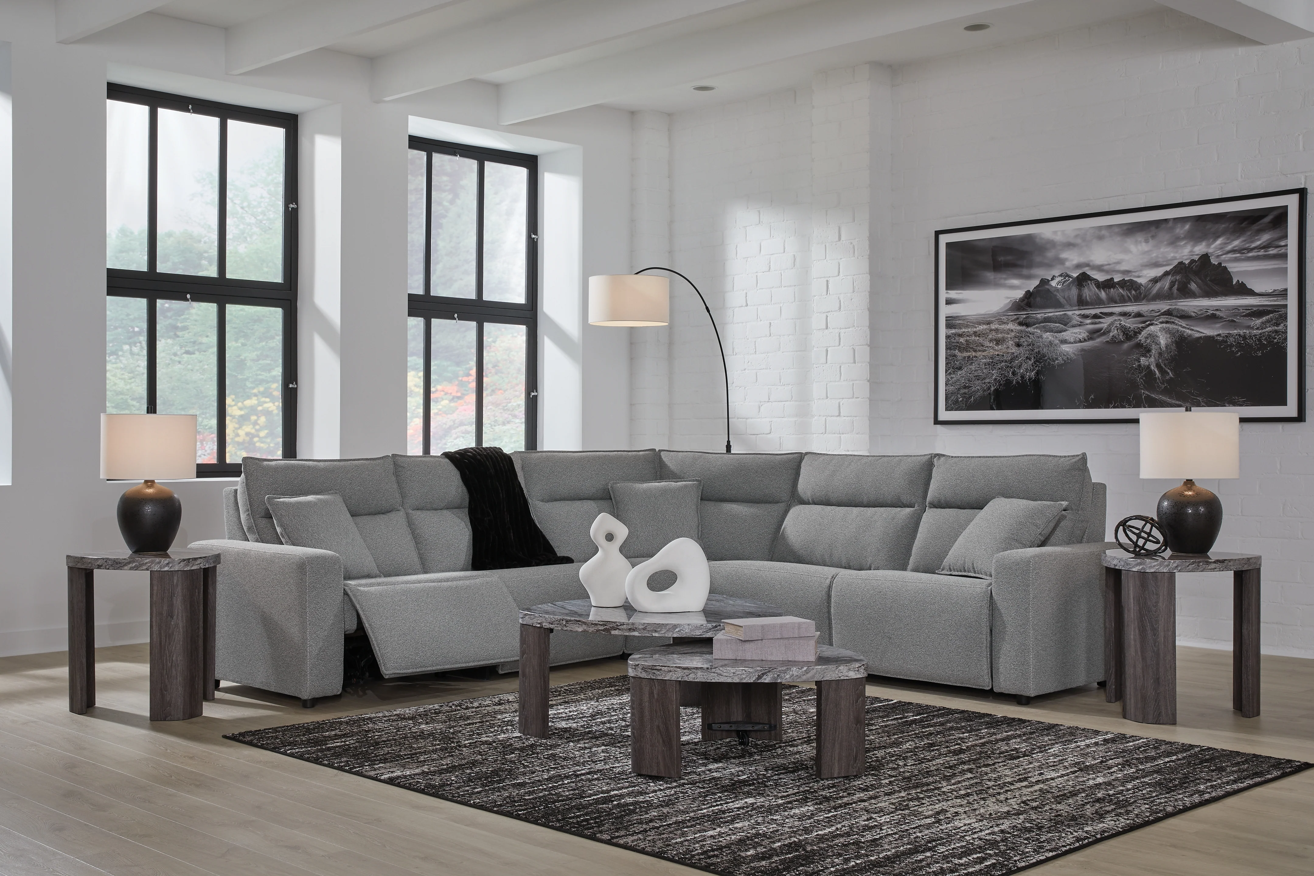 ModMax II Salt and Pepper Next-Gen Nuvella™ 5-Piece Power Reclining Sectional - Image 3