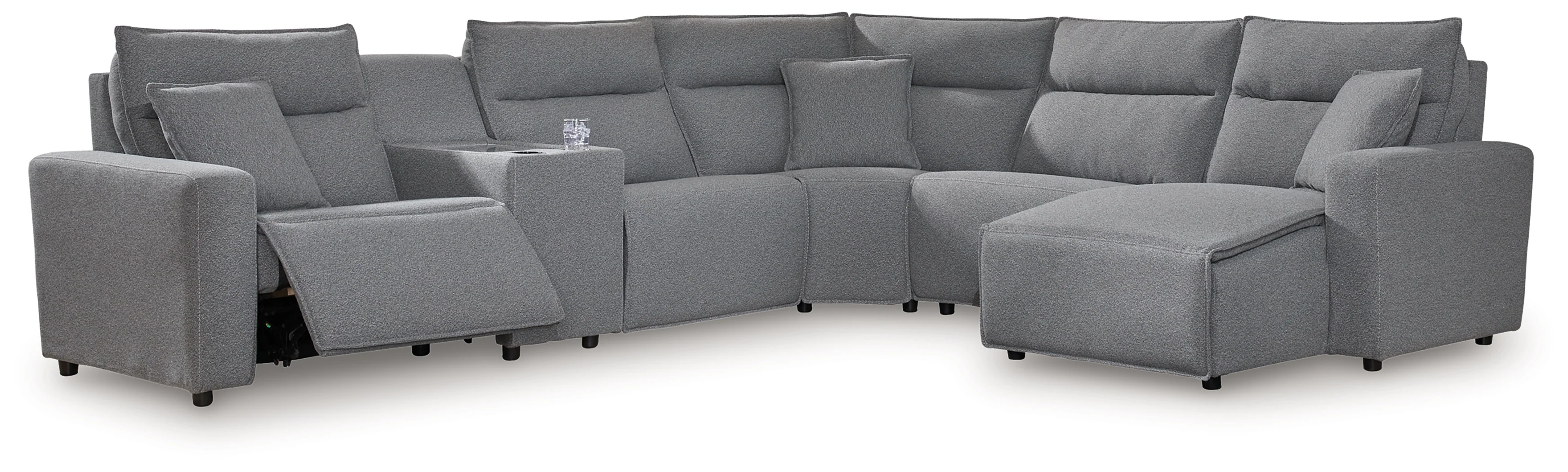 Modmax Salt and Pepper Next-Gen Nuvella™ 6-Piece Power Reclining Sectional with Chaise - Image 2