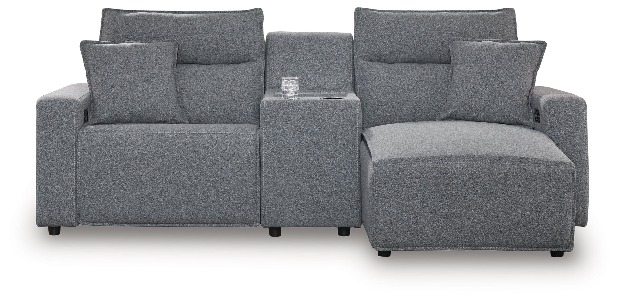 Modmax Salt and Pepper Next-Gen Nuvella™ 3-Piece Power Reclining Sectional with Chaise - Image 2