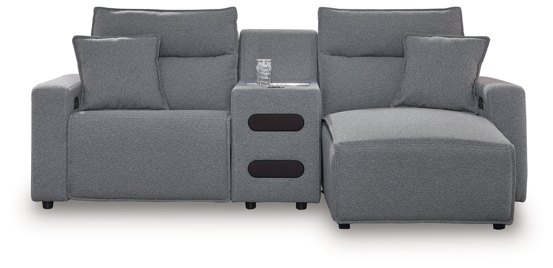 ModMax II Salt and Pepper Next-Gen Nuvella™ 3-Piece Power Reclining Sectional with Chaise - Image 2
