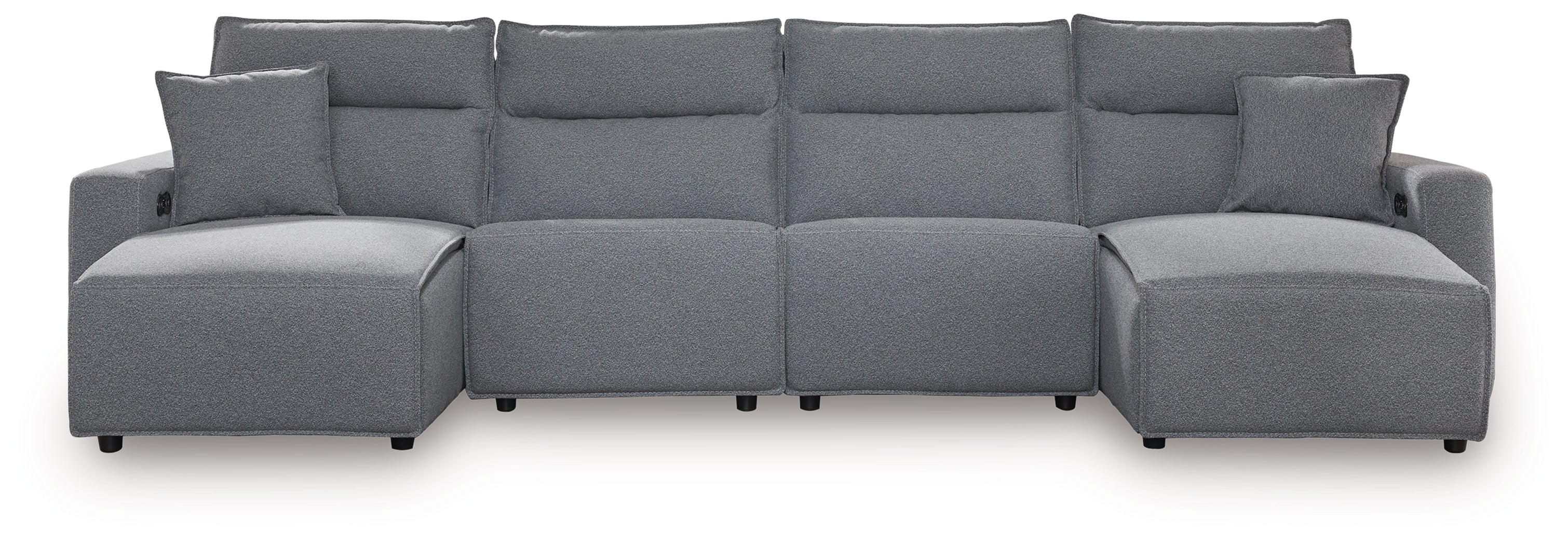 Modmax Salt and Pepper Next-Gen Nuvella™ 4-Piece Power Reclining Sectional with Chaise - Image 2