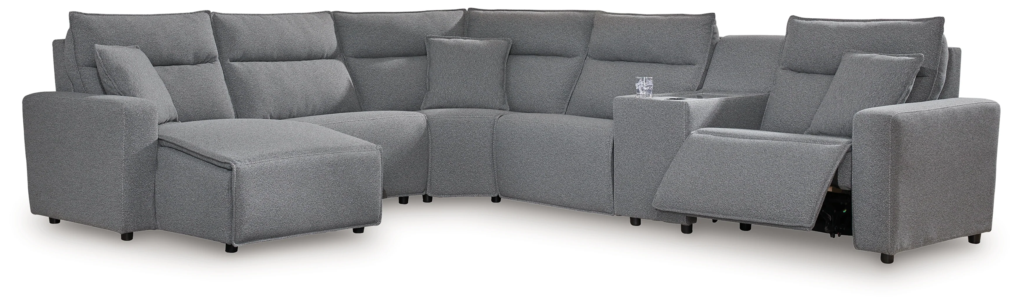 ModMax II Salt and Pepper Next-Gen Nuvella™ 6-Piece Power Reclining Sectional with Chaise - Image 2