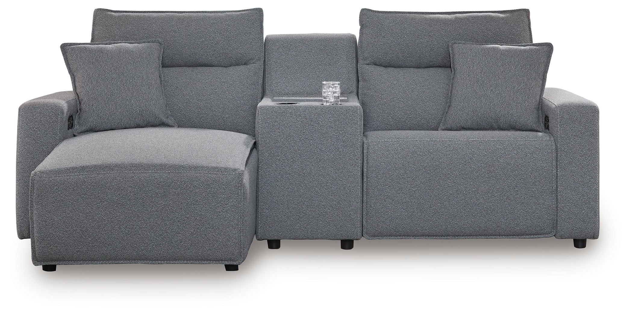 Modmax II Salt and Pepper Next-Gen Nuvella™ 3-Piece Power Reclining Sectional with Chaise and Console - Image 2