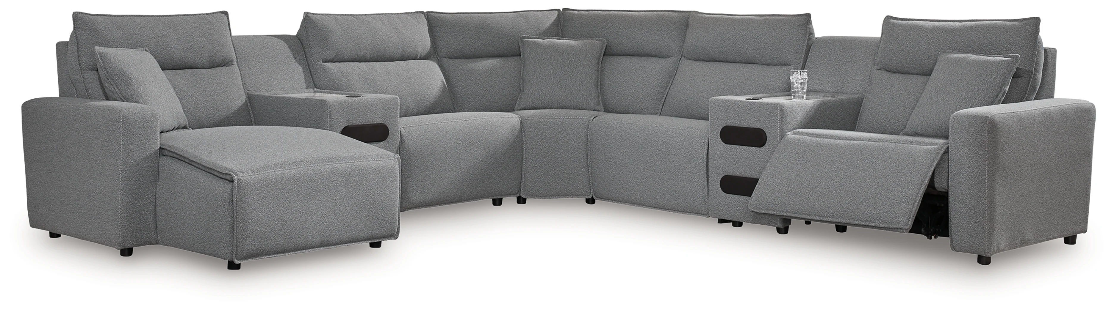 ModMax II Salt and Pepper Next-Gen Nuvella™ 7-Piece Power Reclining Sectional with Chaise - Image 2