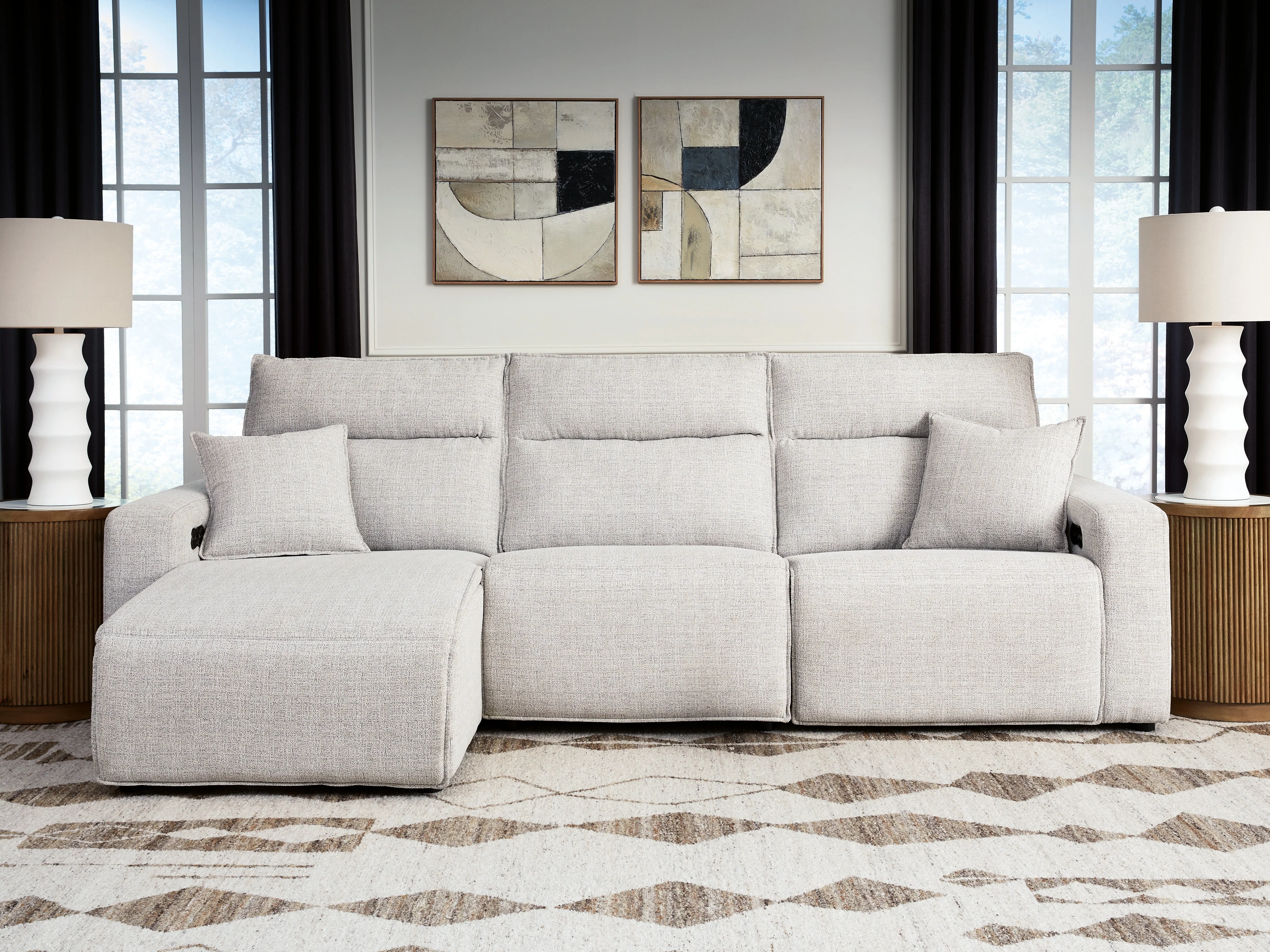 Modmax II Stone 3-Piece Reclining Sofa Chaise - Image 2