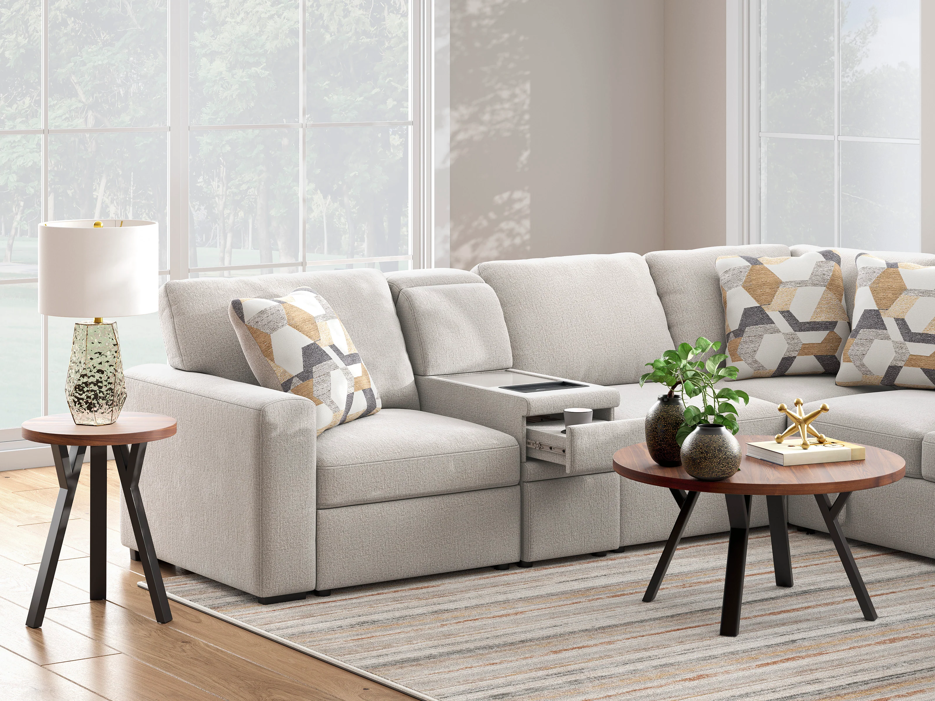 Higgesbee 5-Piece Sectional with Pop Up Sleeper and Chaise - Image 3