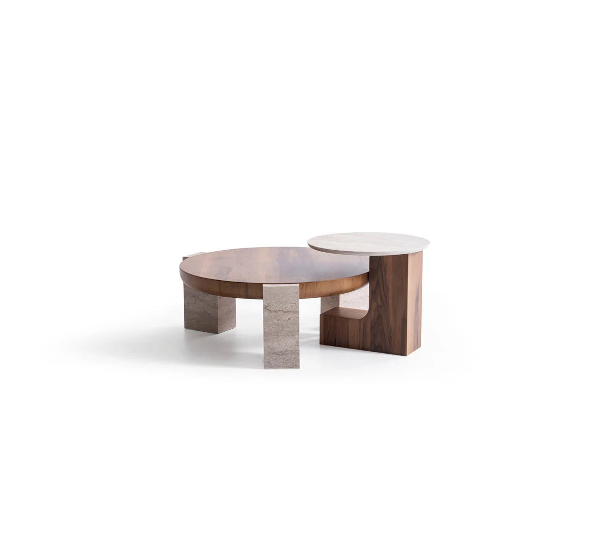 Jinna Walnut-Travertine Coffee with End Table - Image 3