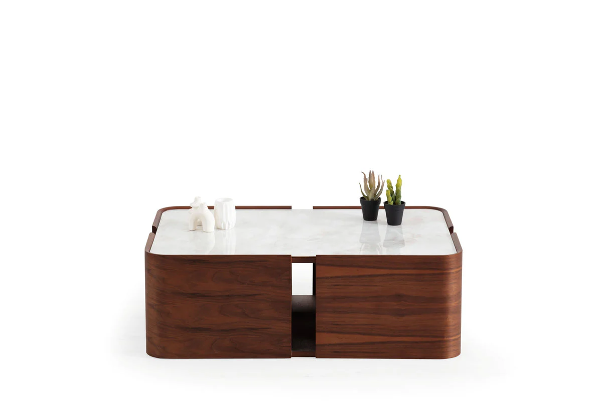 Killua Walnut Marble Coffee Table - Image 3