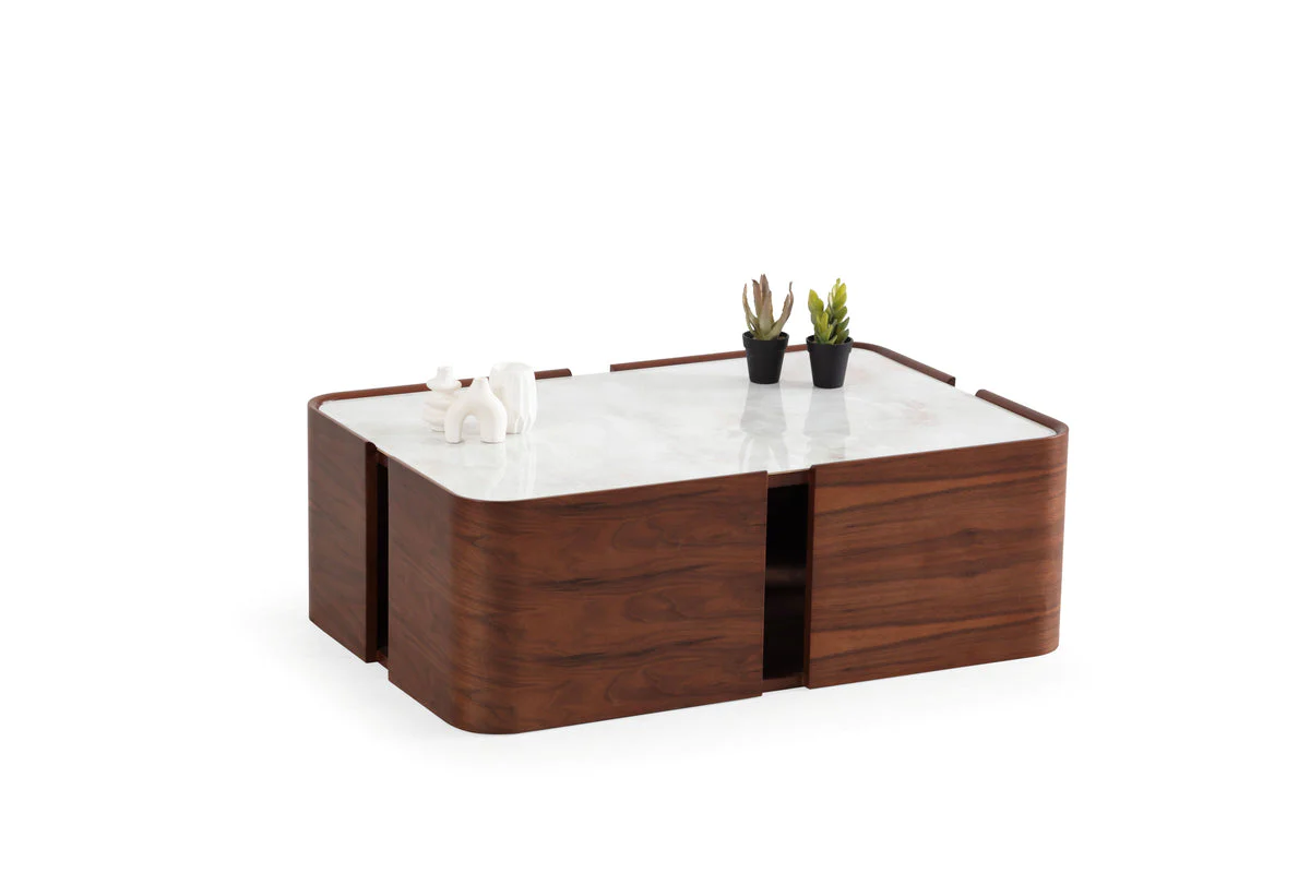 Killua Walnut Marble Coffee Table - Image 1