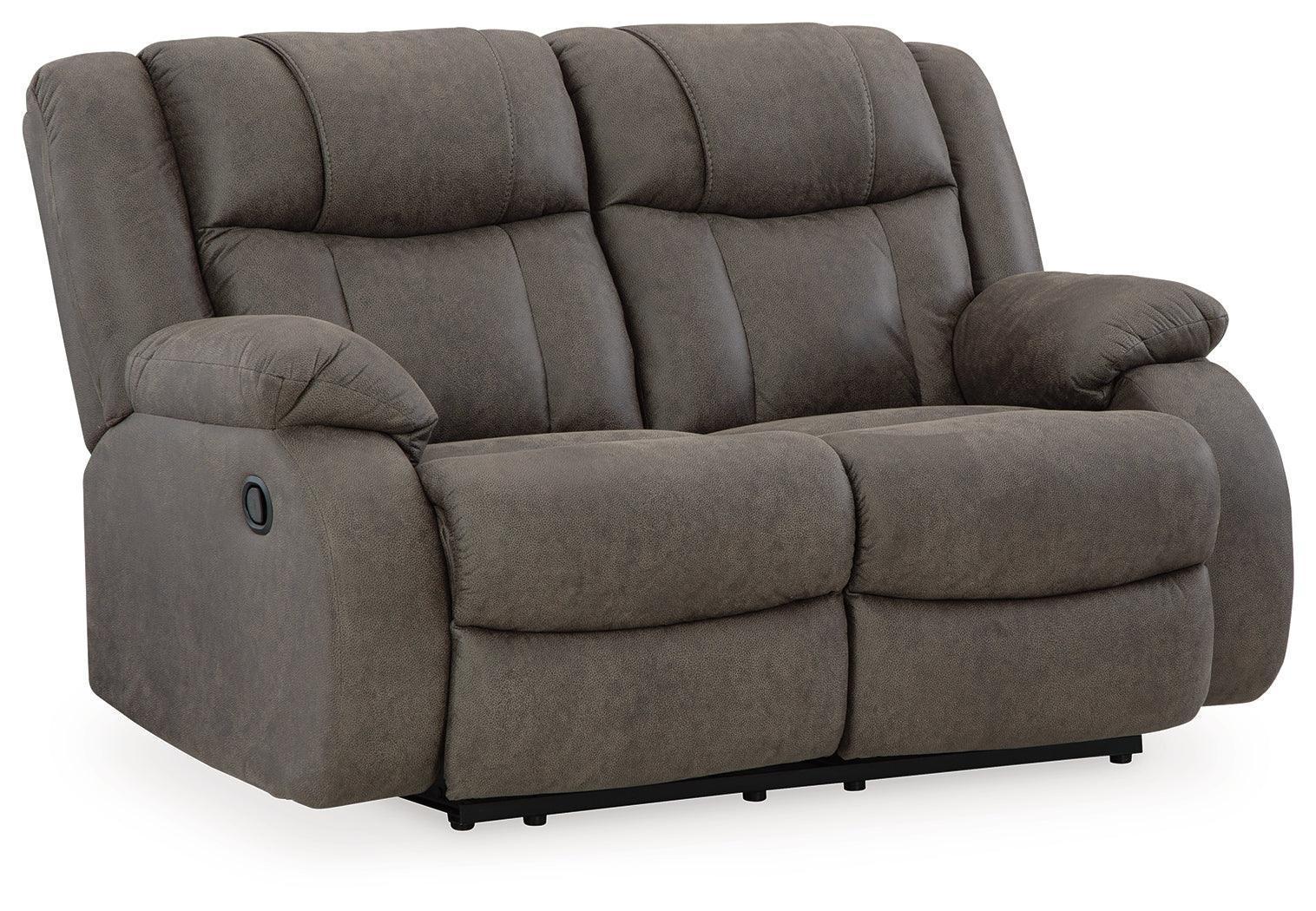 First Base Gunmetal Faux Leather Reclining Loveseat - Image 2