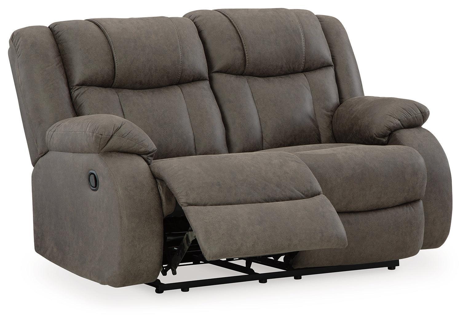 First Base Gunmetal Faux Leather Reclining Loveseat - Image 3