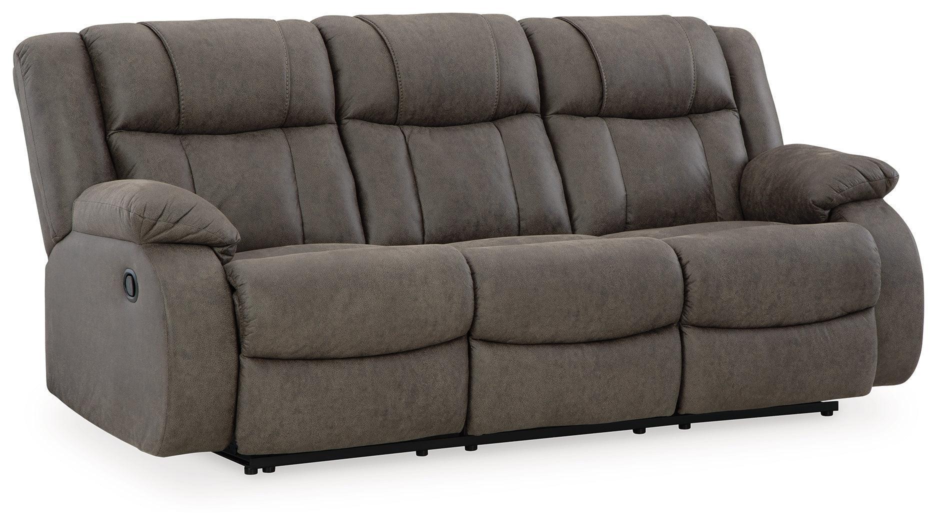 First Base Gunmetal Faux Leather Reclining Sofa - Image 3