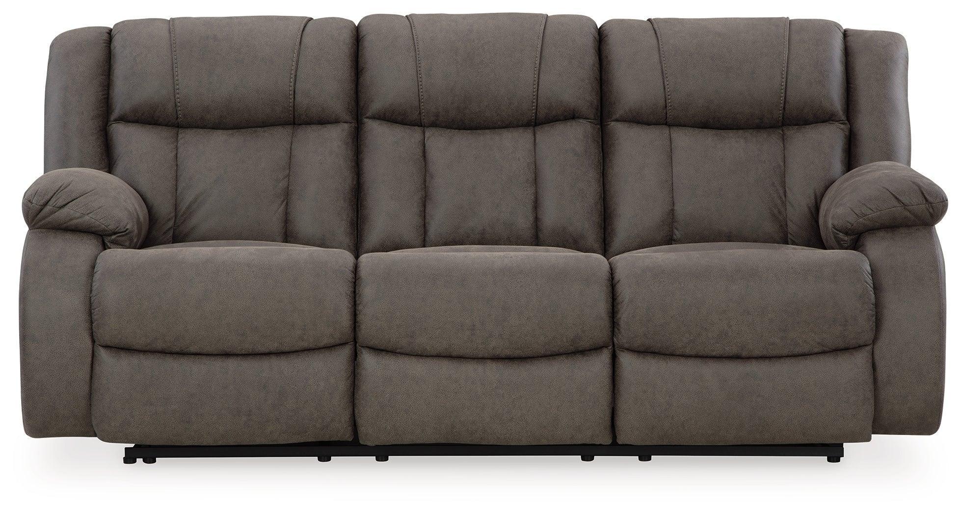 First Base Gunmetal Faux Leather Reclining Sofa - Image 2