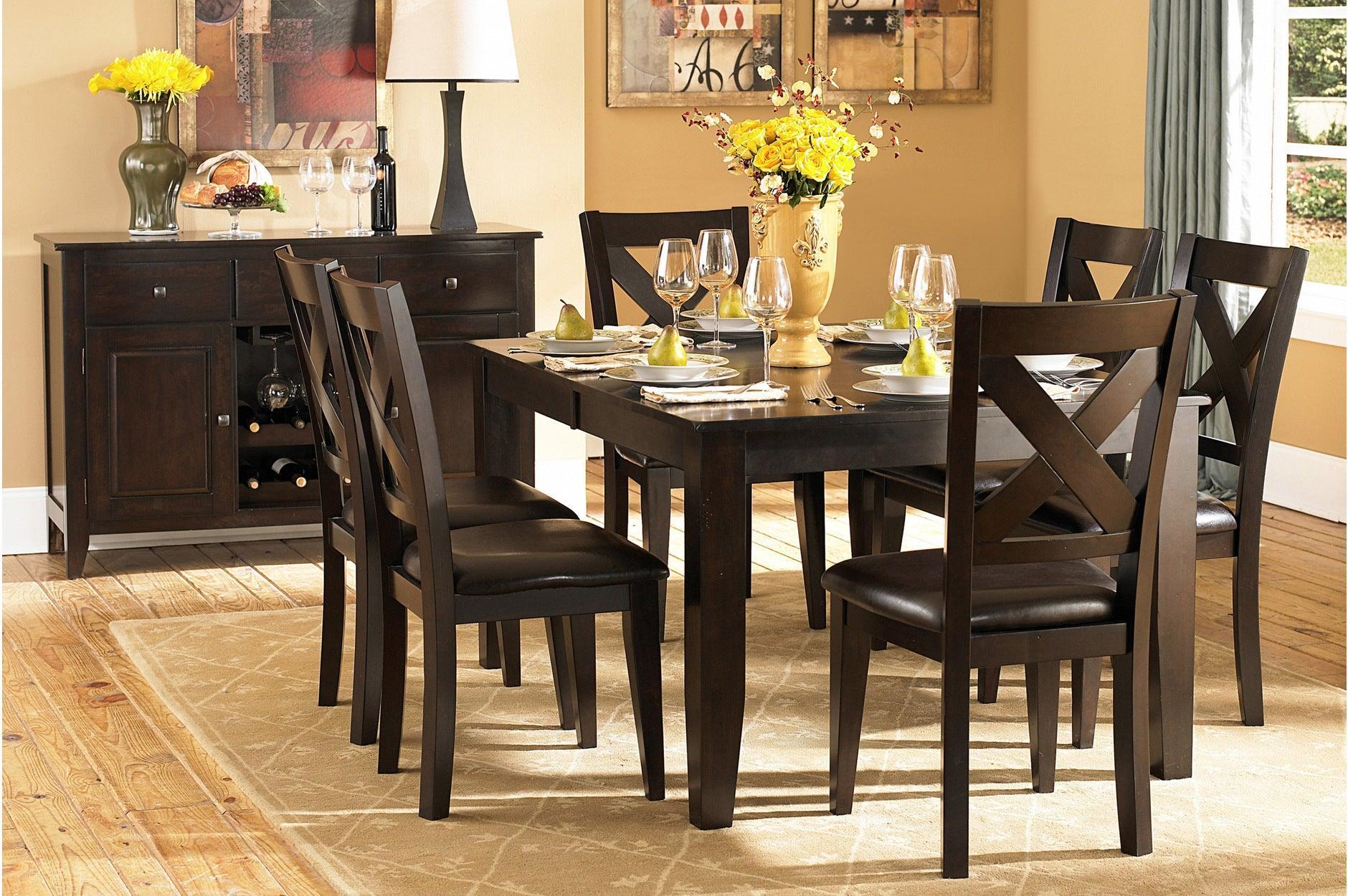 Crown Point Brown Faux Leather Rectangular Dining Room Set - Image 1