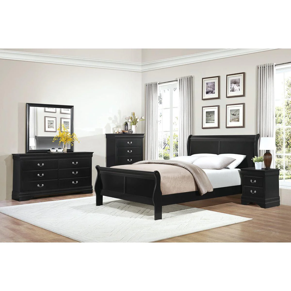 Mayville Black Sleigh Queen Bed - Image 3