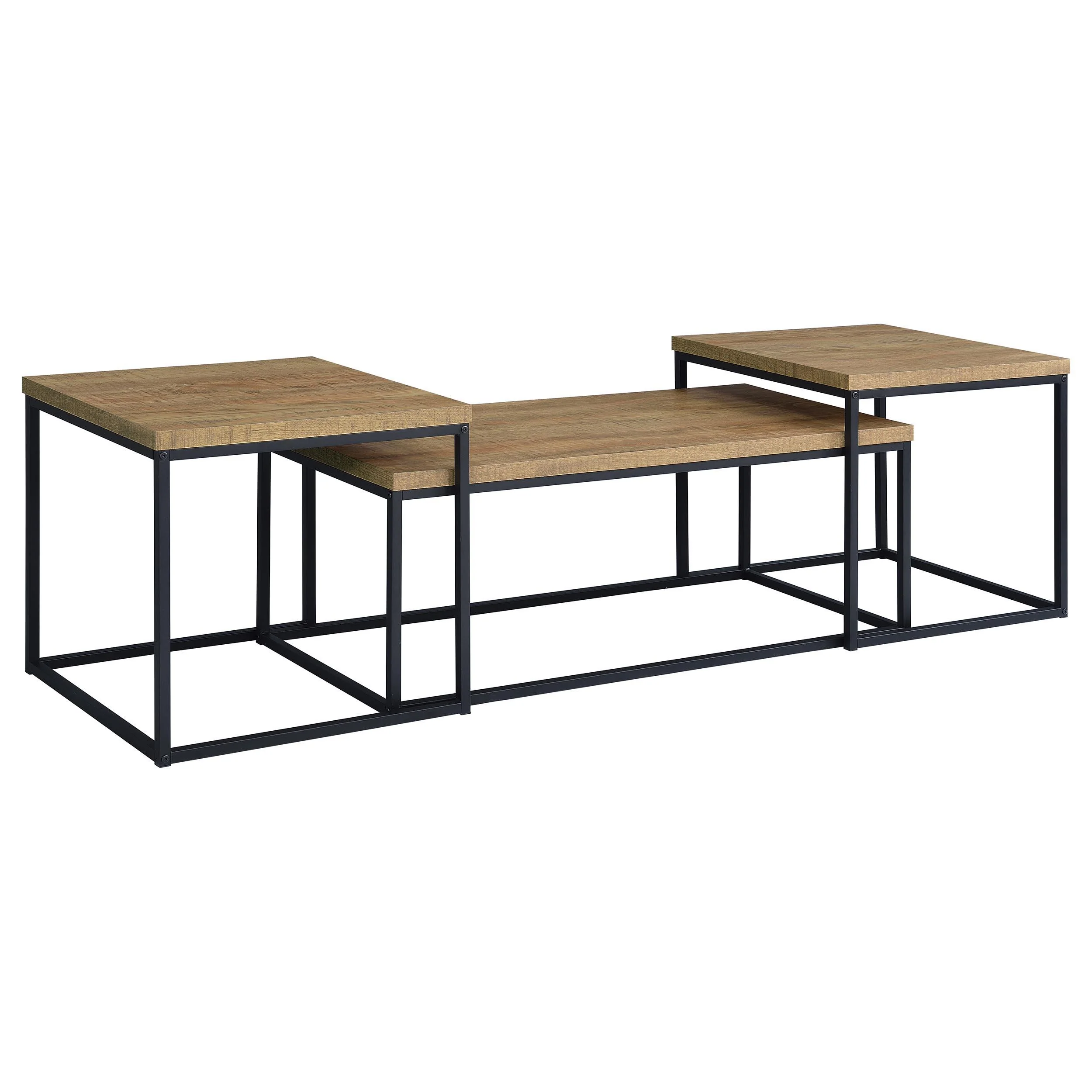 Straden 3-piece Engineered Wood Coffee Table Set Mango and Black - Image 3