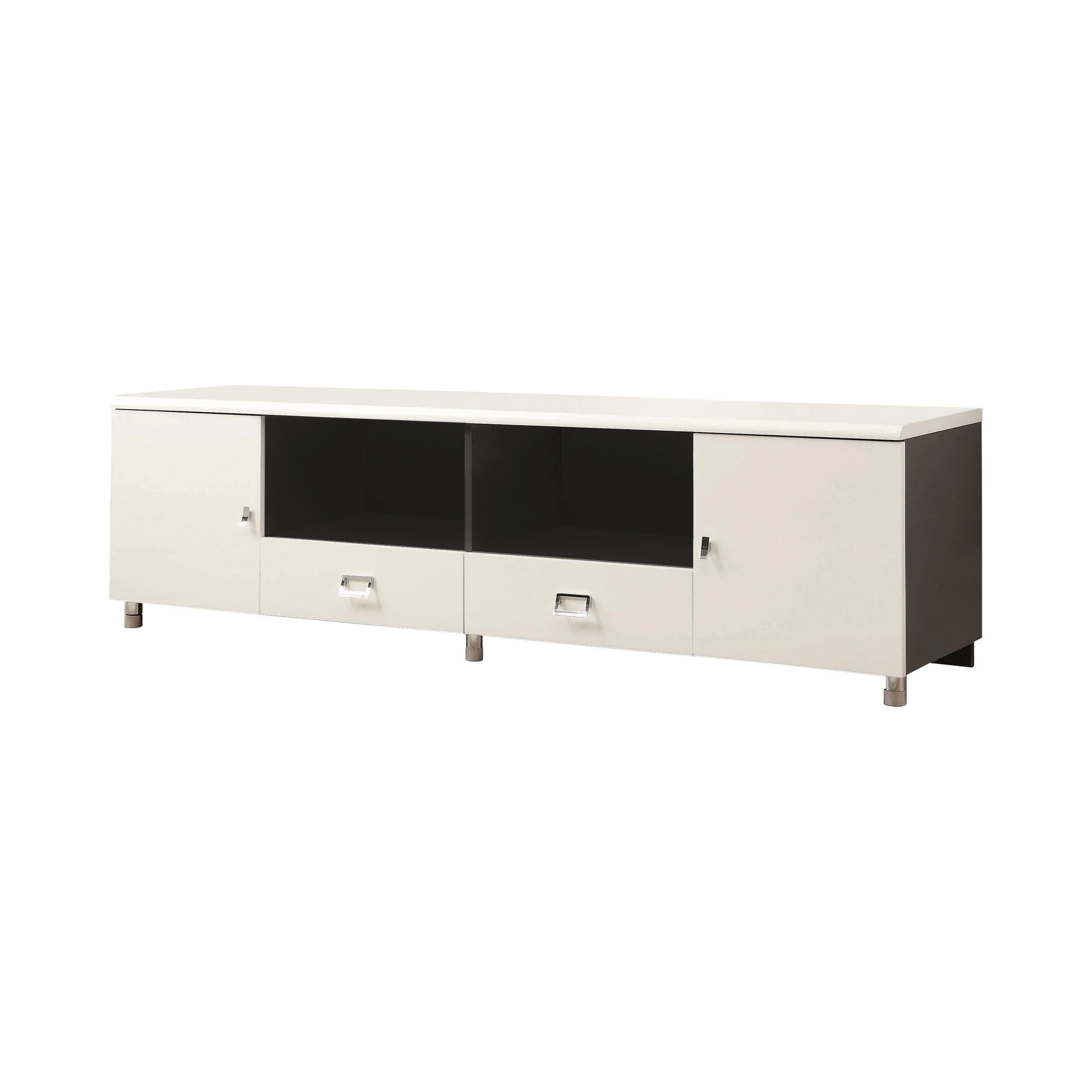 Burkett 2 Drawer TV Console White Grey - Image 2