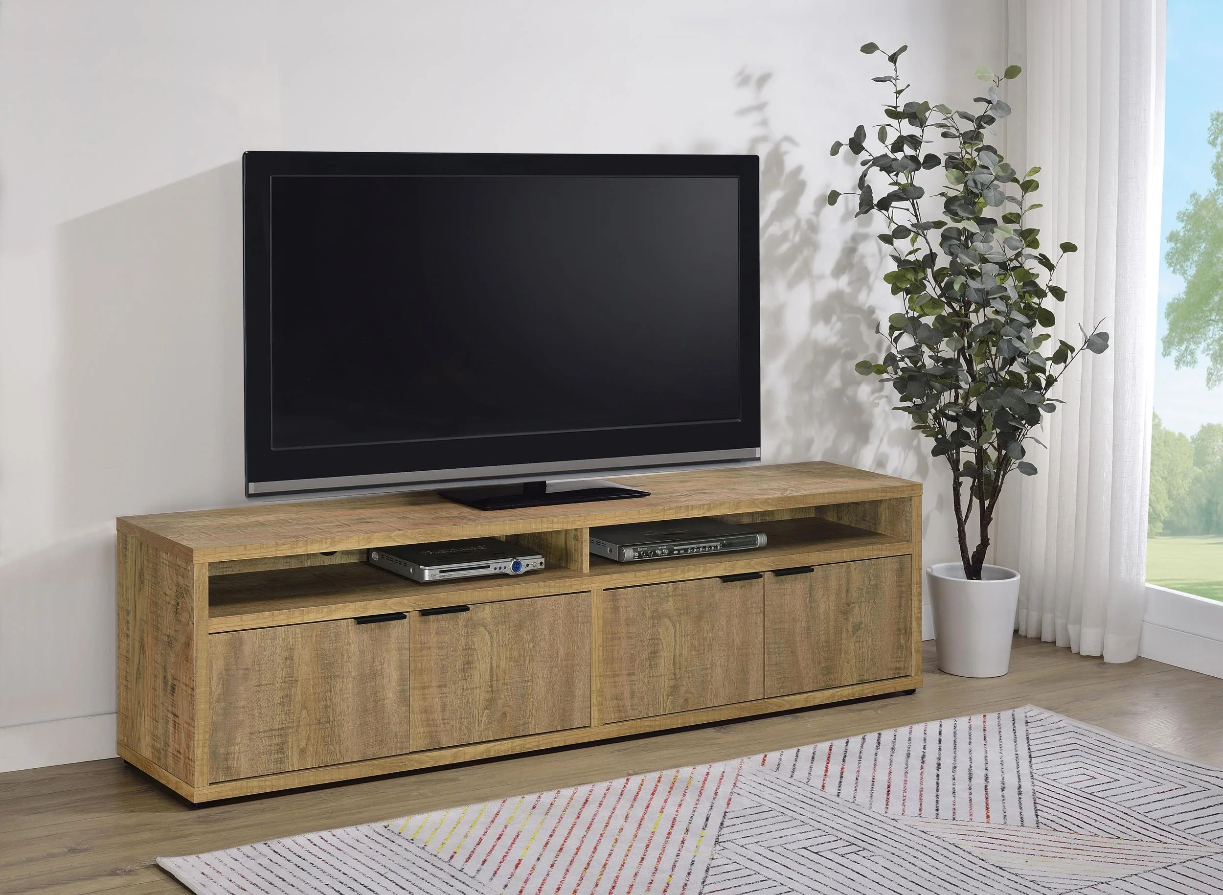 Sentnor 79-inch 4-door Engineered Wood TV Stand Media Console Mango - Image 2