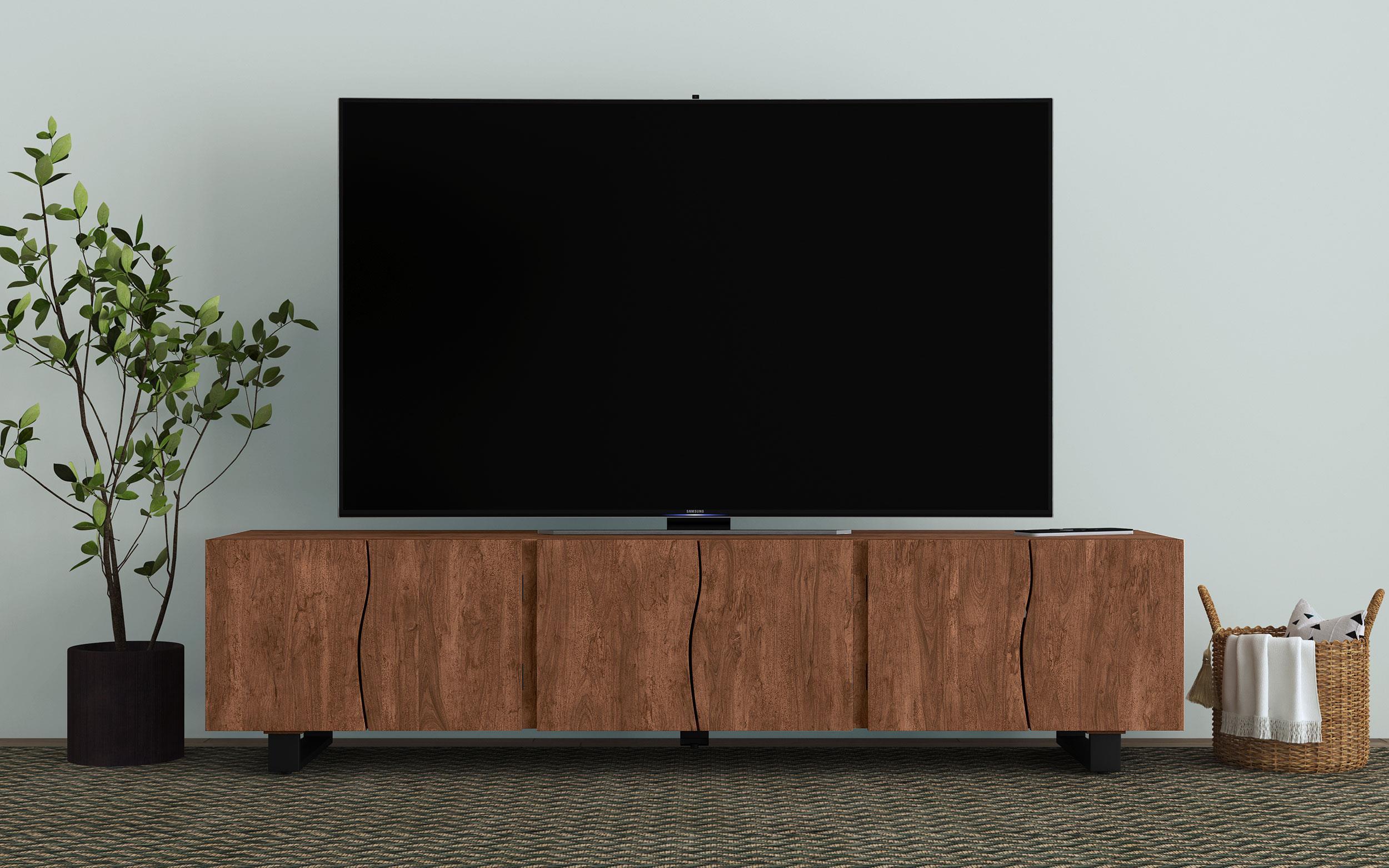 Trask 86-inch Wood TV Stand Media Console Mango Brown - Image 2