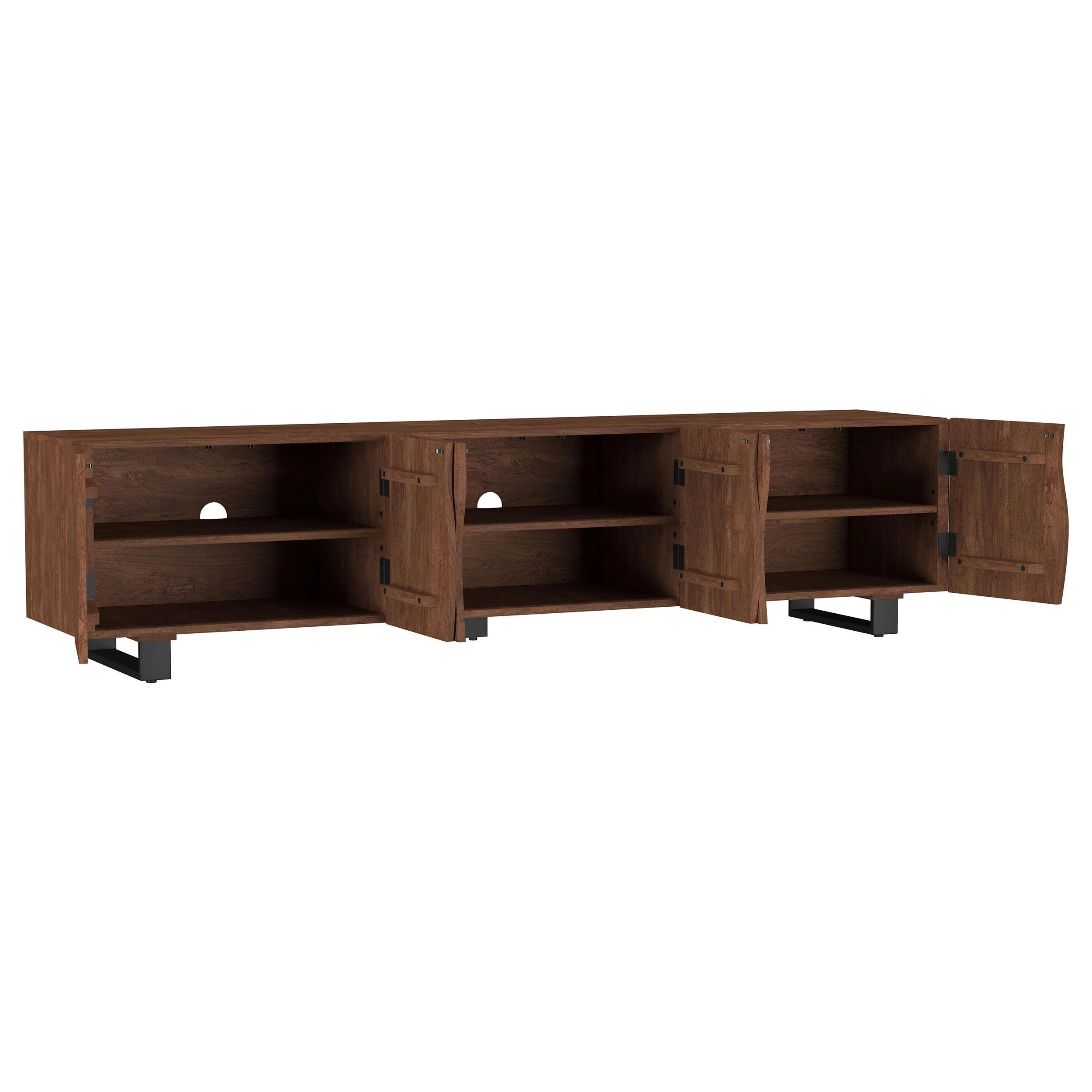 Trask 86-inch Wood TV Stand Media Console Mango Brown - Image 3