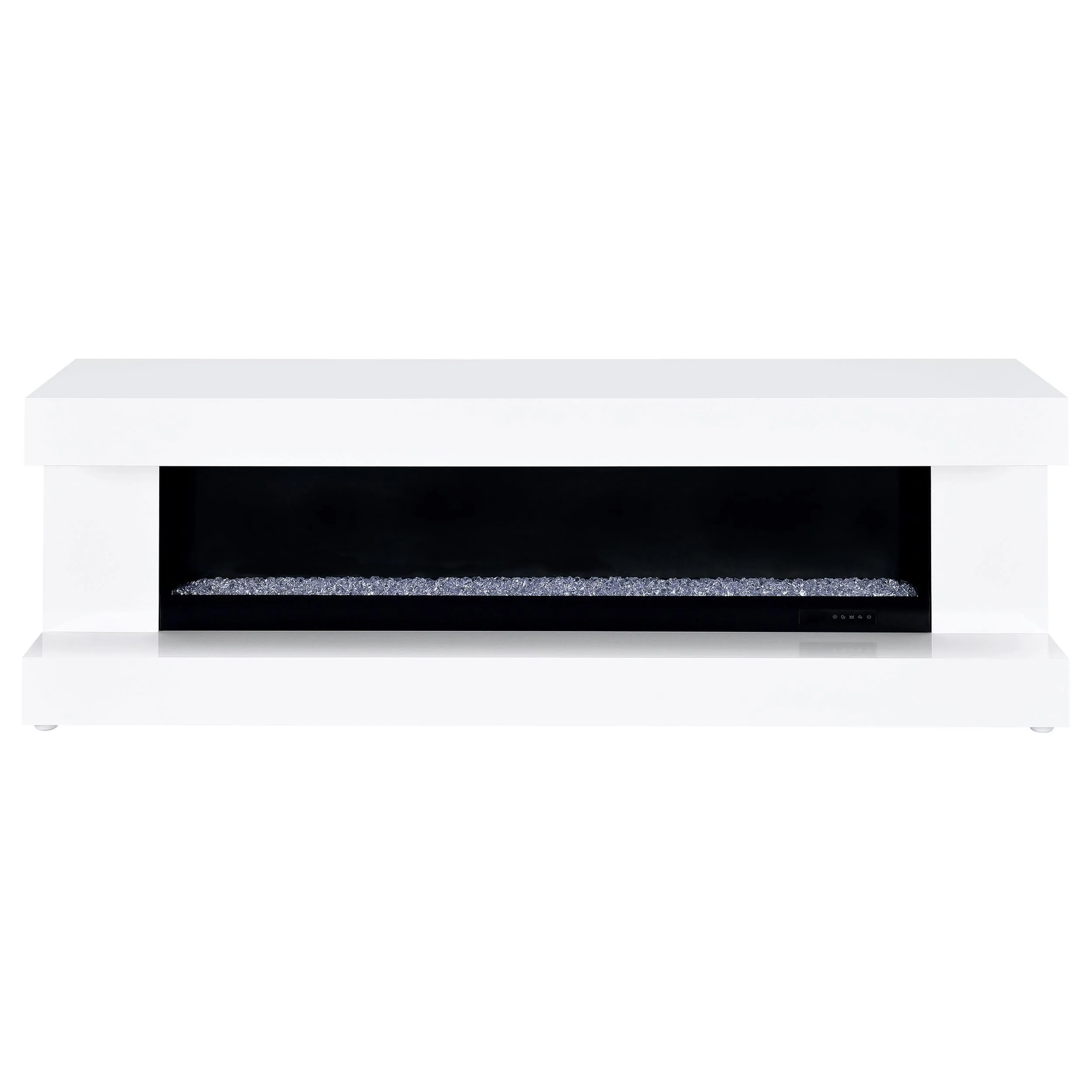 Mallory TV Stand Fireplace Console Bluetooth Speaker White High Gloss - Image 3