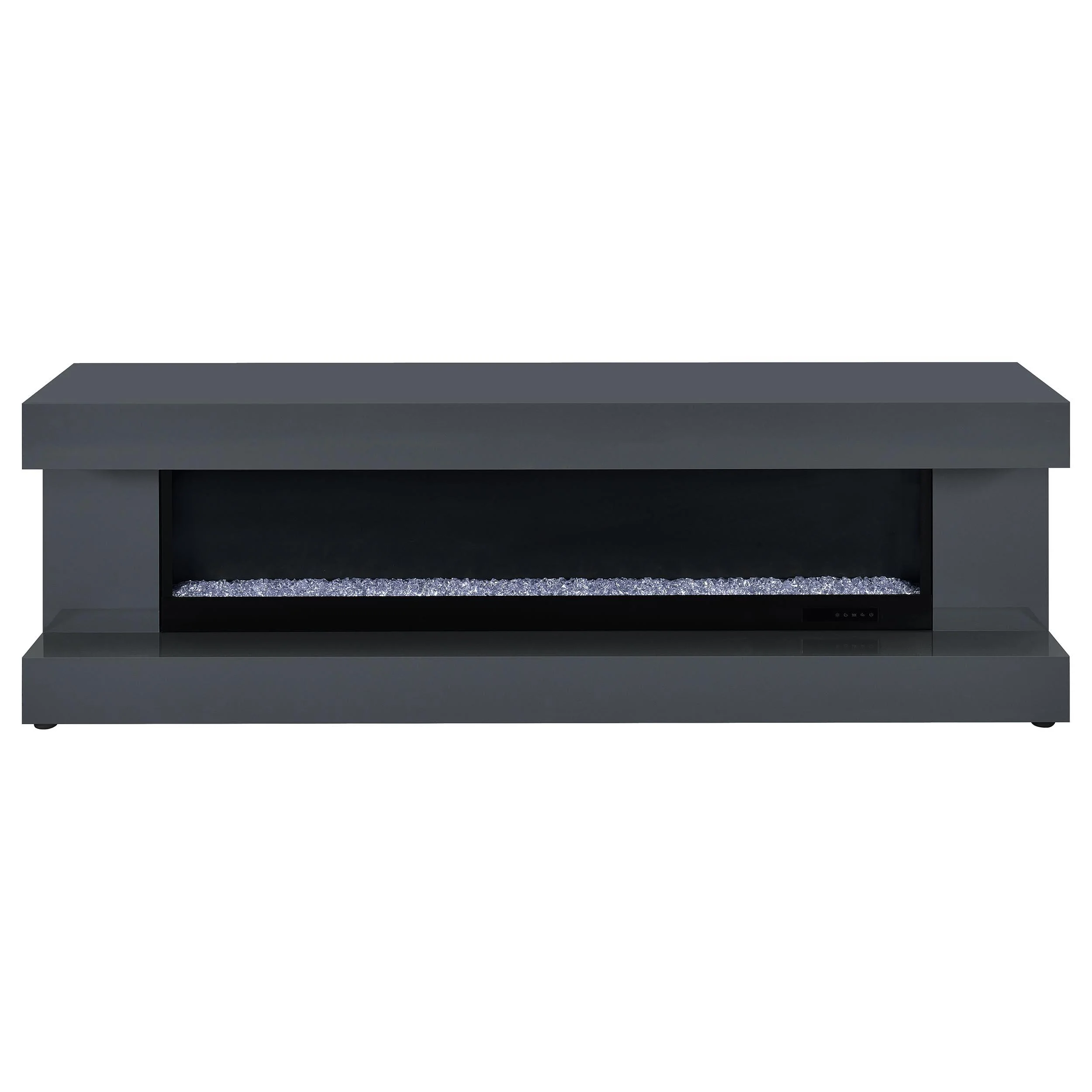 Mallory TV Stand Fireplace Console Bluetooth Speaker Grey High Gloss - Image 3