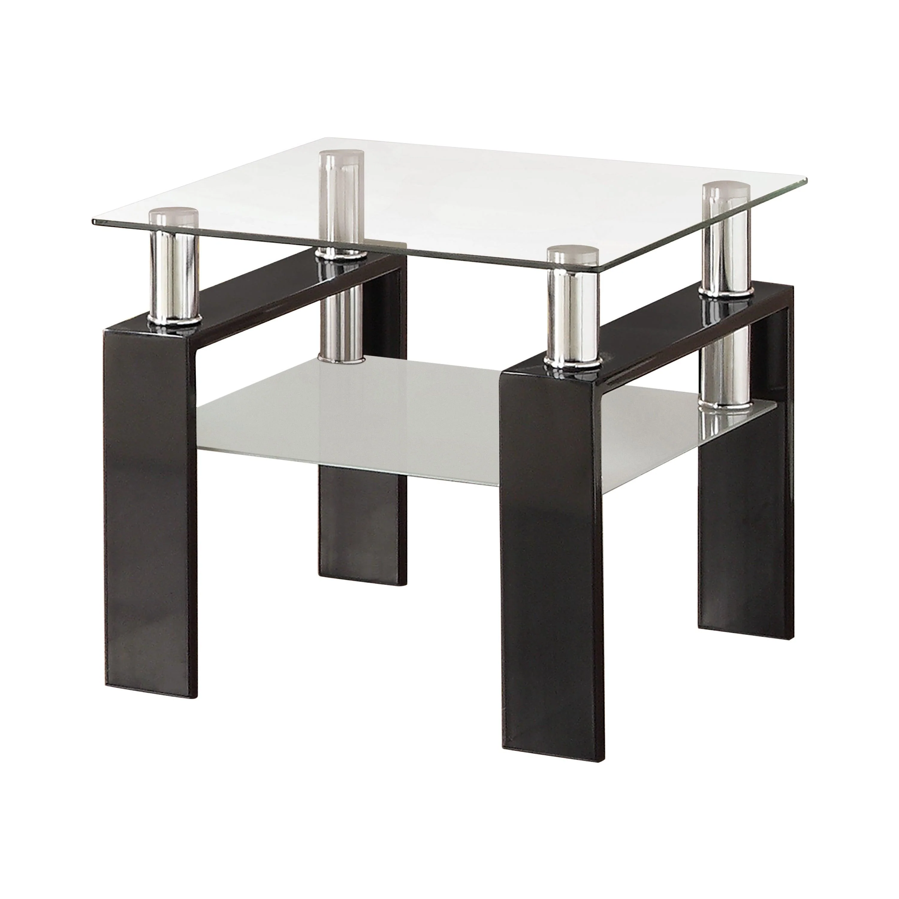 Dyer Tempered Glass End Table With Shelf Black - Image 3