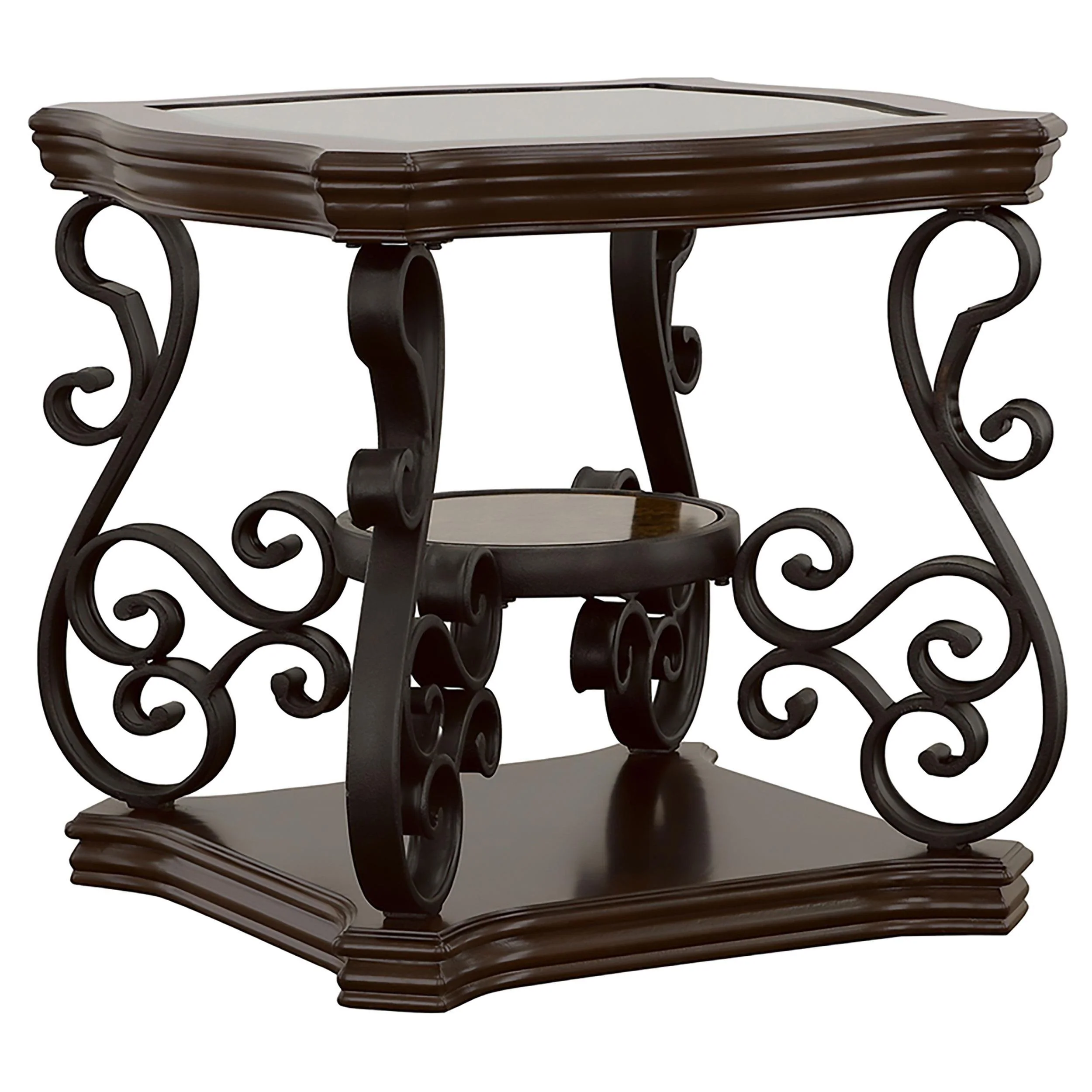 Laney 2-piece Glass Top Coffee and End Table Set Dark Merlot - Image 3