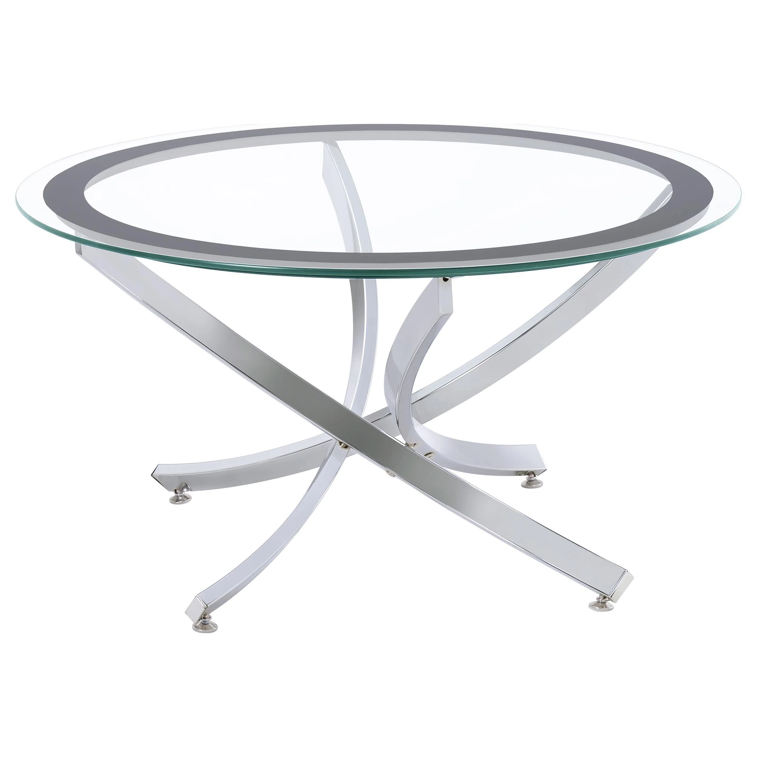 Brooke 3-piece Round Coffee and End Table Set Chrome - Image 3