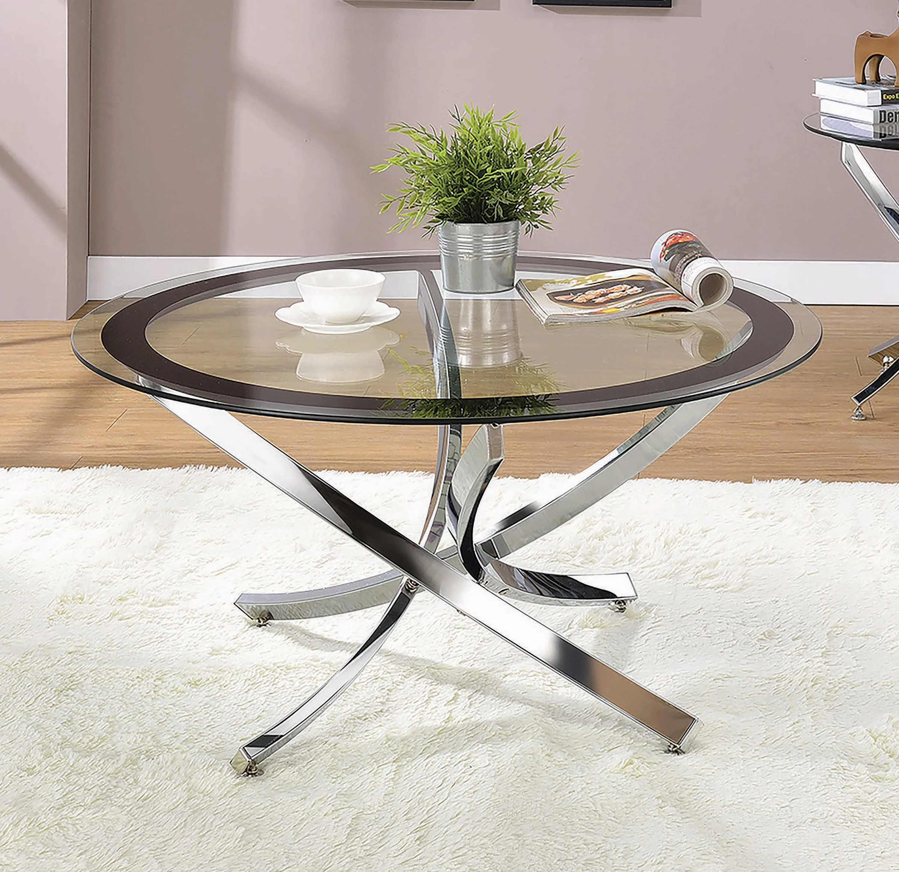 Brooke Glass Top Coffee Table Chrome Black - Image 2