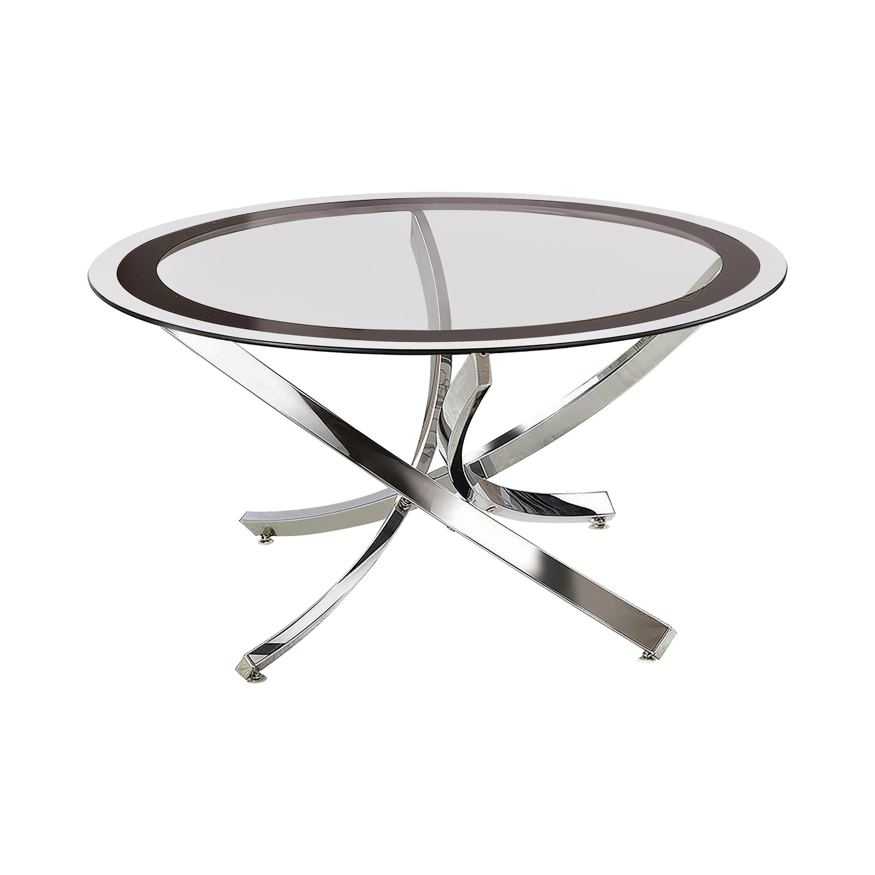 Brooke Glass Top Coffee Table Chrome Black - Image 3