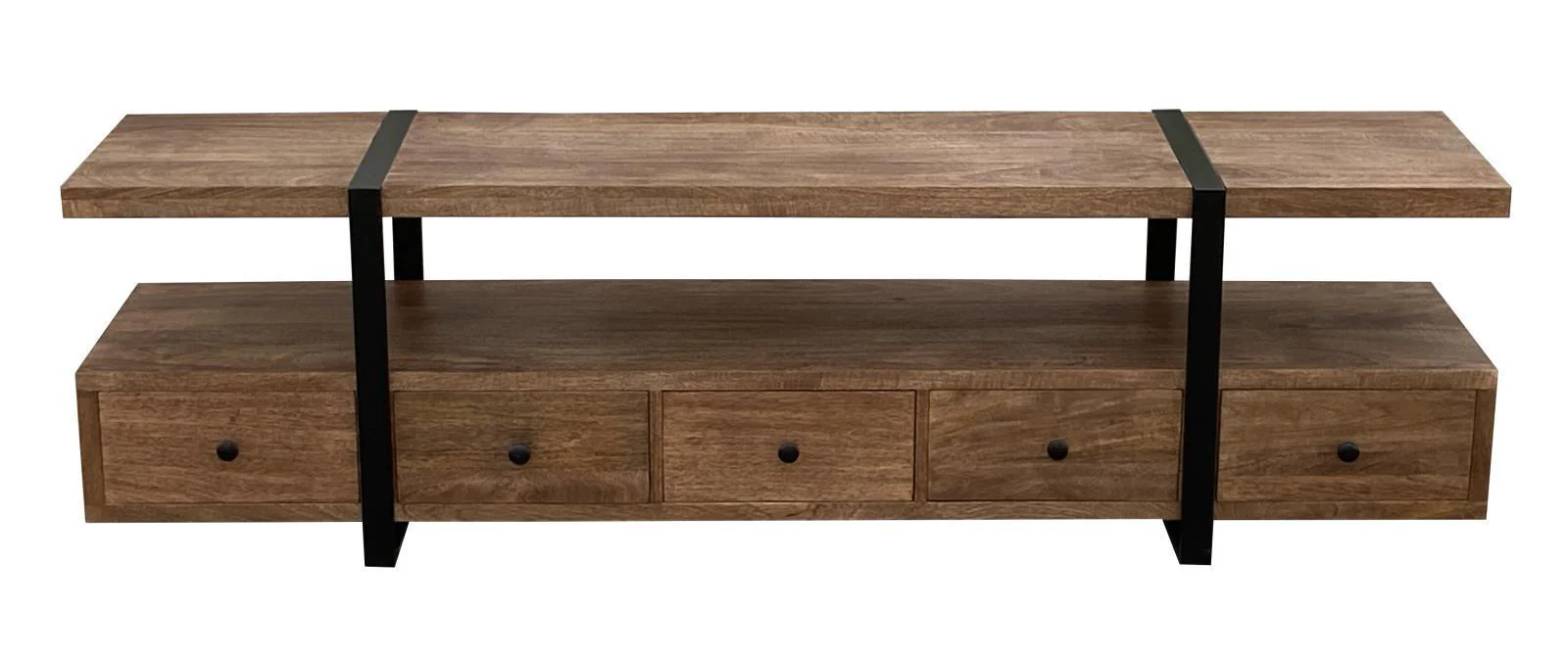 Otto 5-Drawer Mango Wood 70" TV Stand Media Console Brown - Image 1